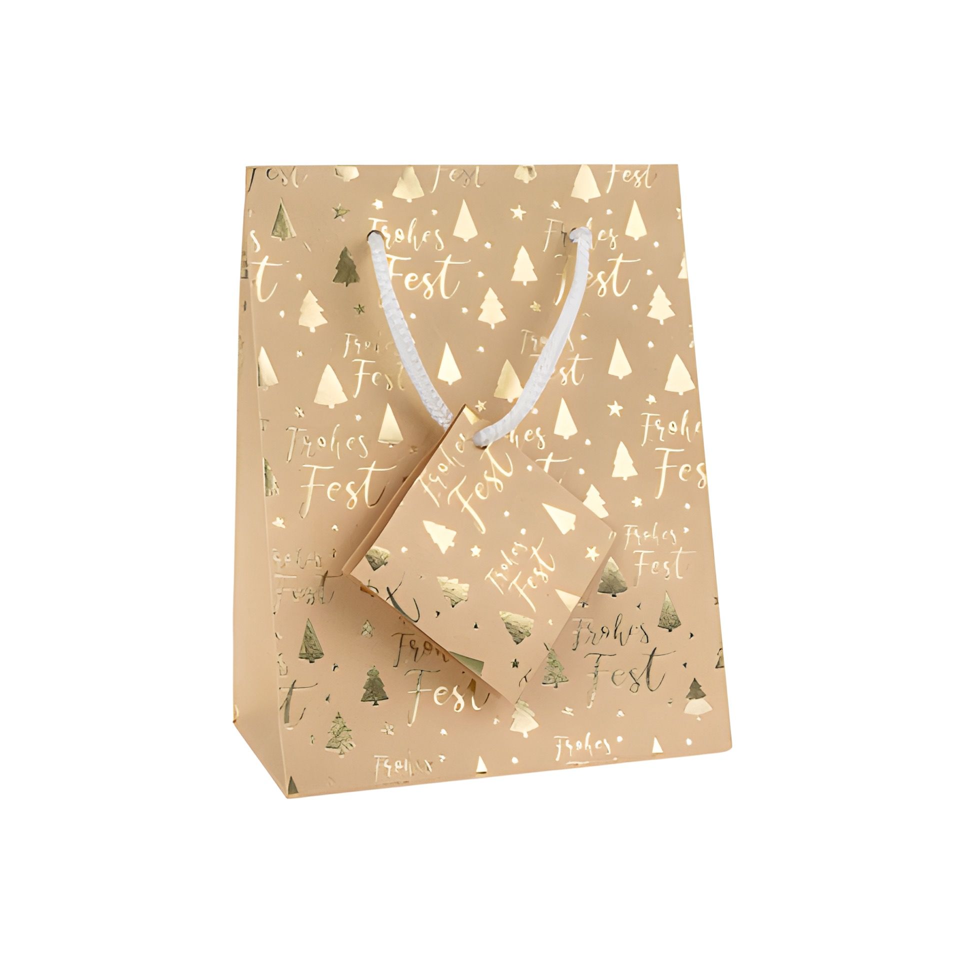 Geschenktüte 'Frohes Fest' gold, klein