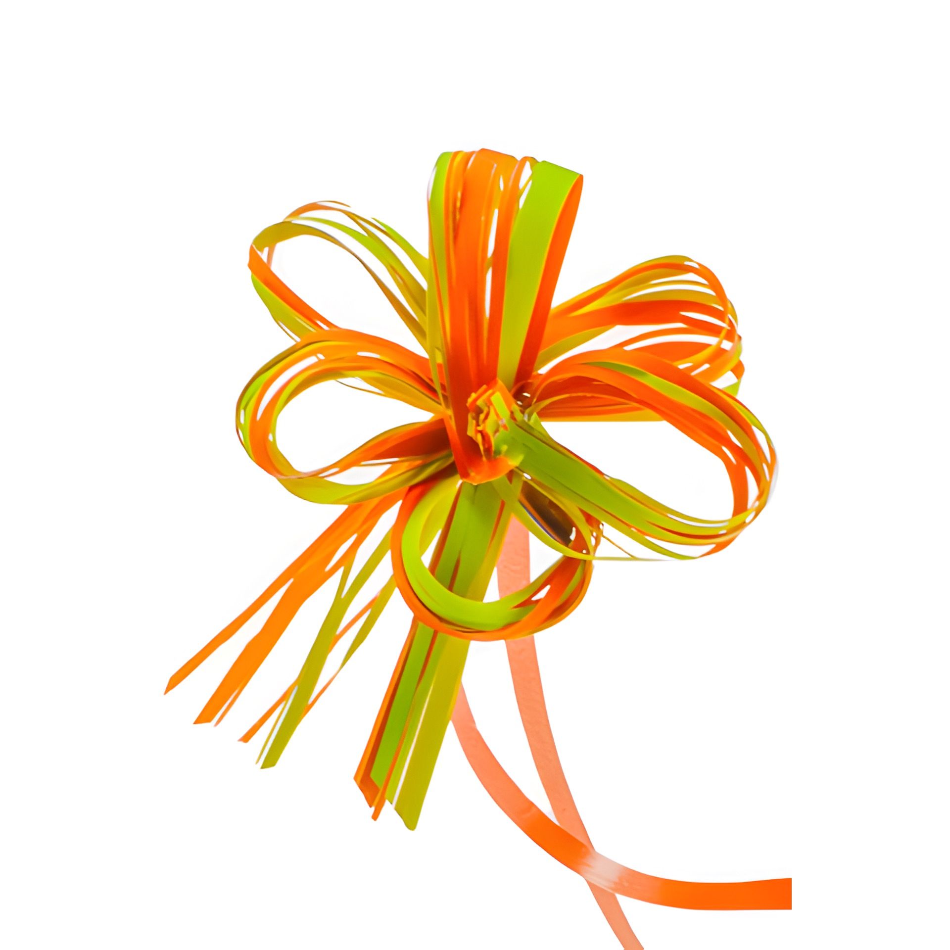 Ziehschleife Faser-Raffia bicolor ca. 80 mm, grün-orange, 10 Stück