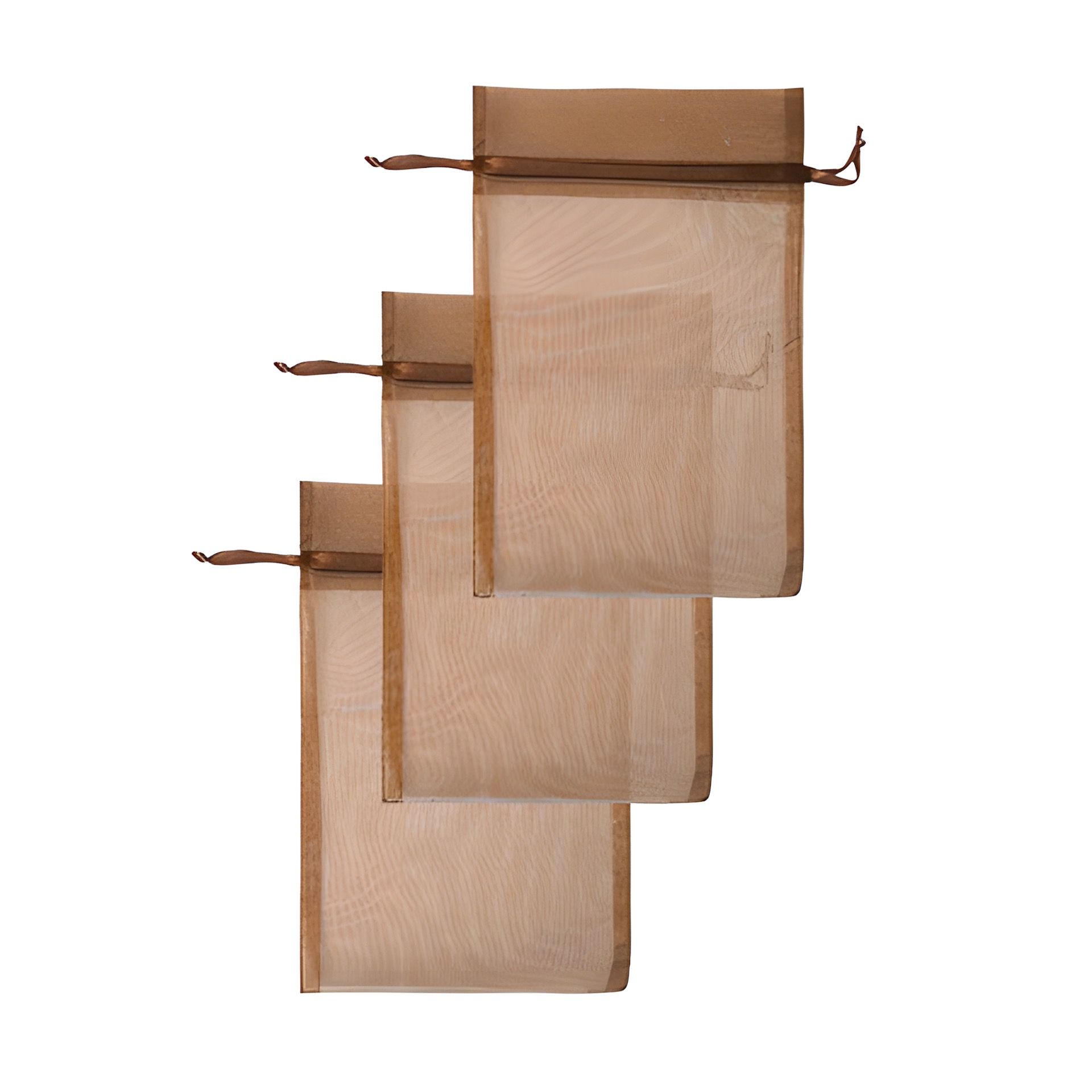 Chiffonbeutel 15 x 24 cm, dunkelbraun, 3 Stück