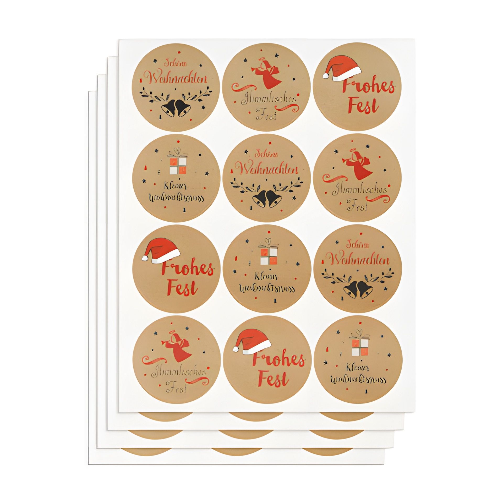 Aufkleber 'Weihnachtsgrüße' Ø 4,5 cm, braun, 48 Stück