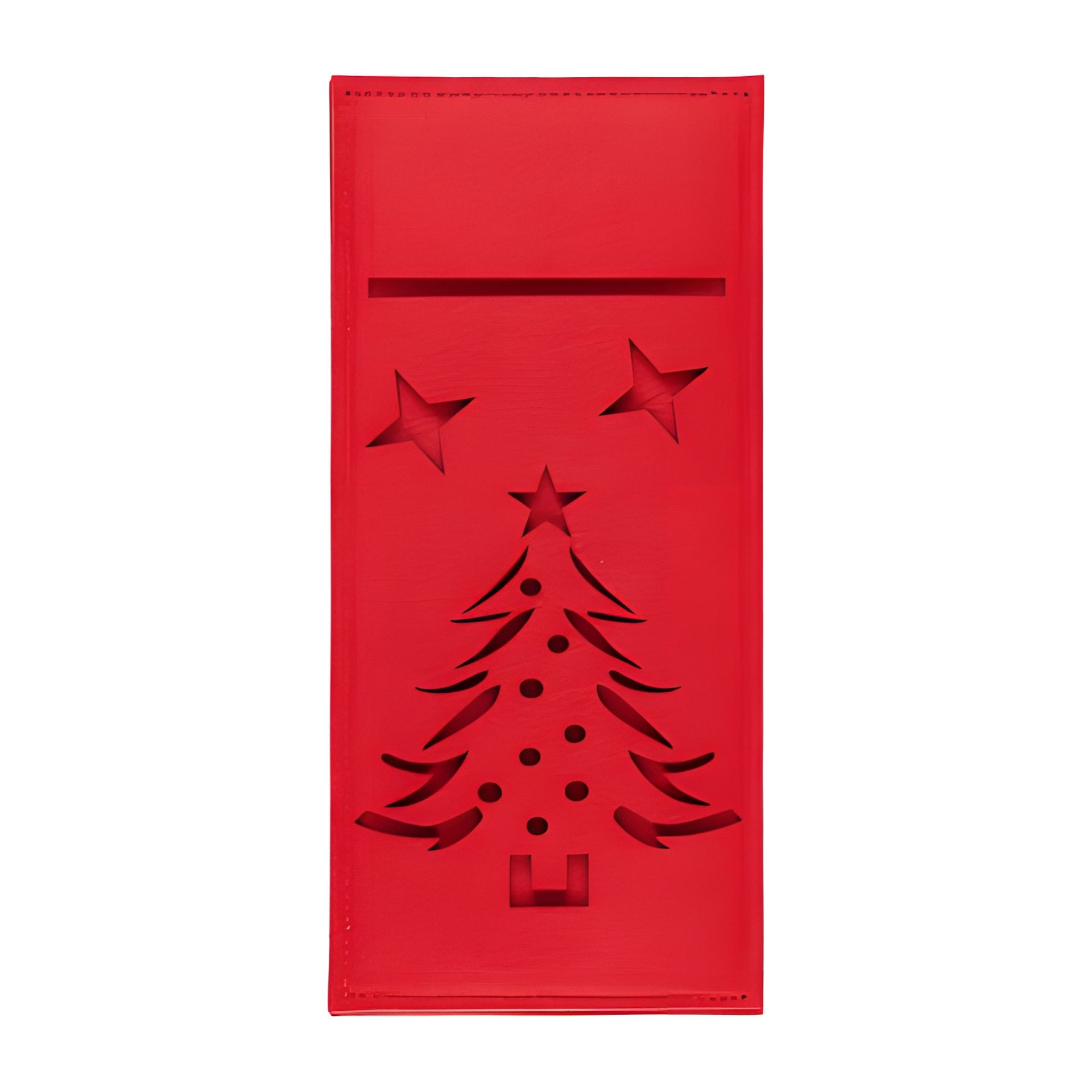 Besteckhalter 'Tannenbaum und Sterne' aus Filz, rot