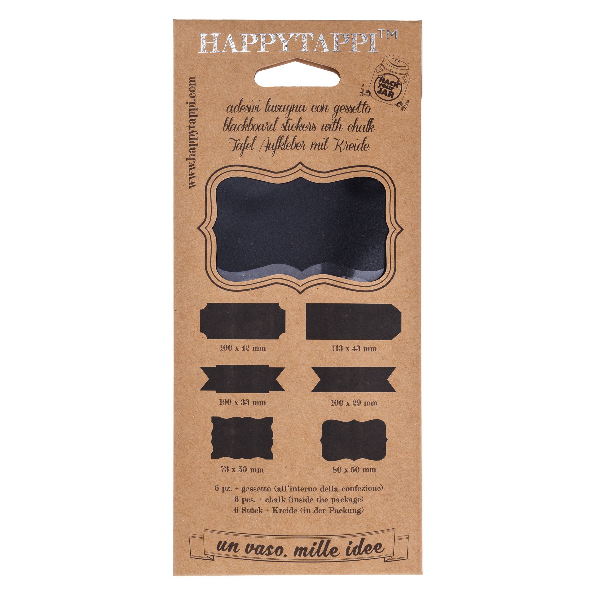 HappyTappi Tafeletiketten, 6 Stück inkl. Kreidestück