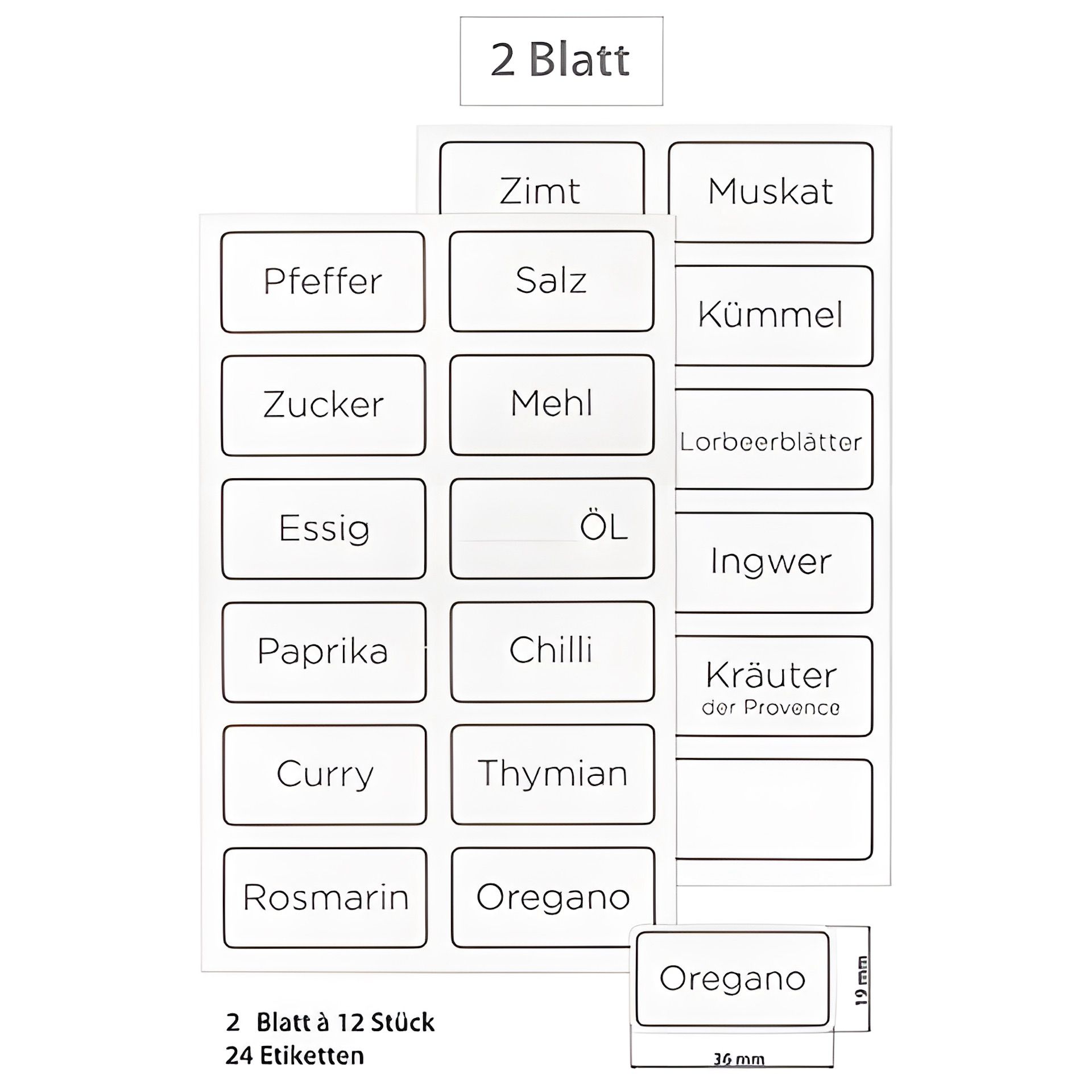 Schmucketiketten 'Gewürze und Kräuter', 24 Stück