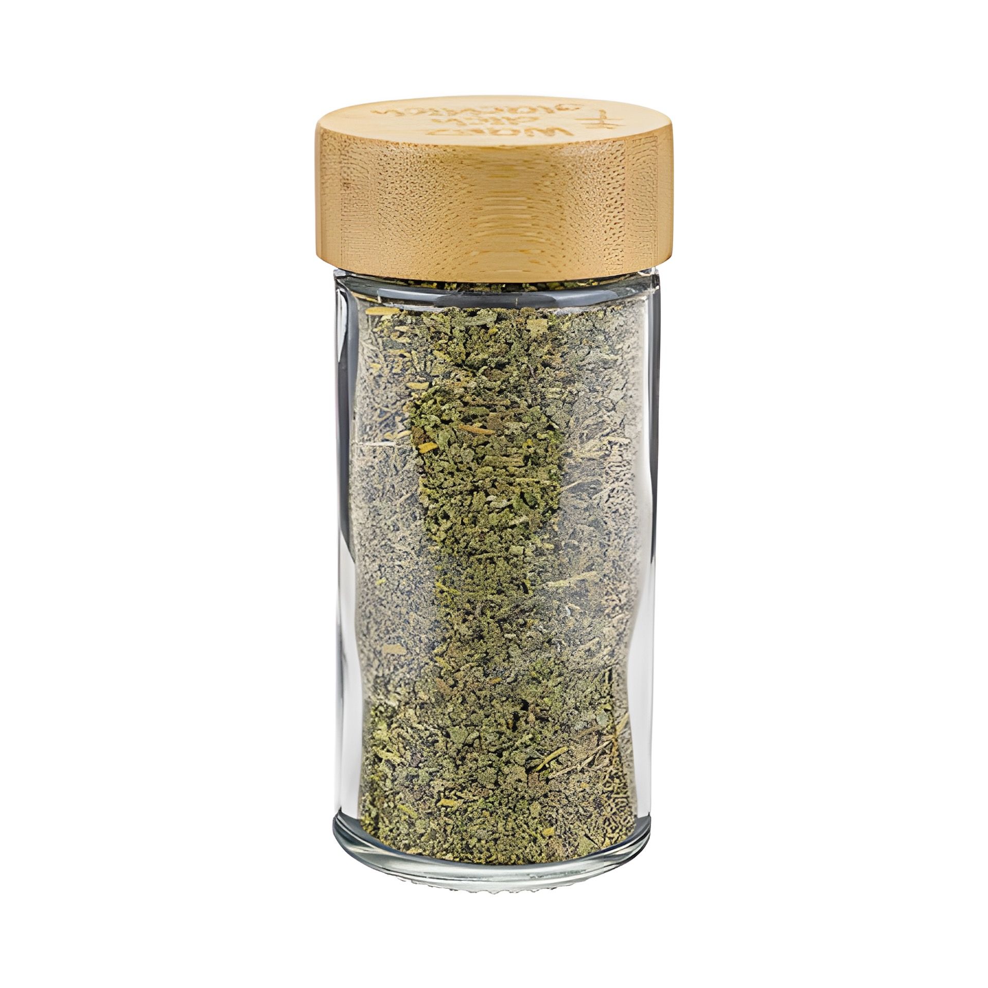 Gewürzglas mit Bambusdeckel 'Sprüche' 90 ml