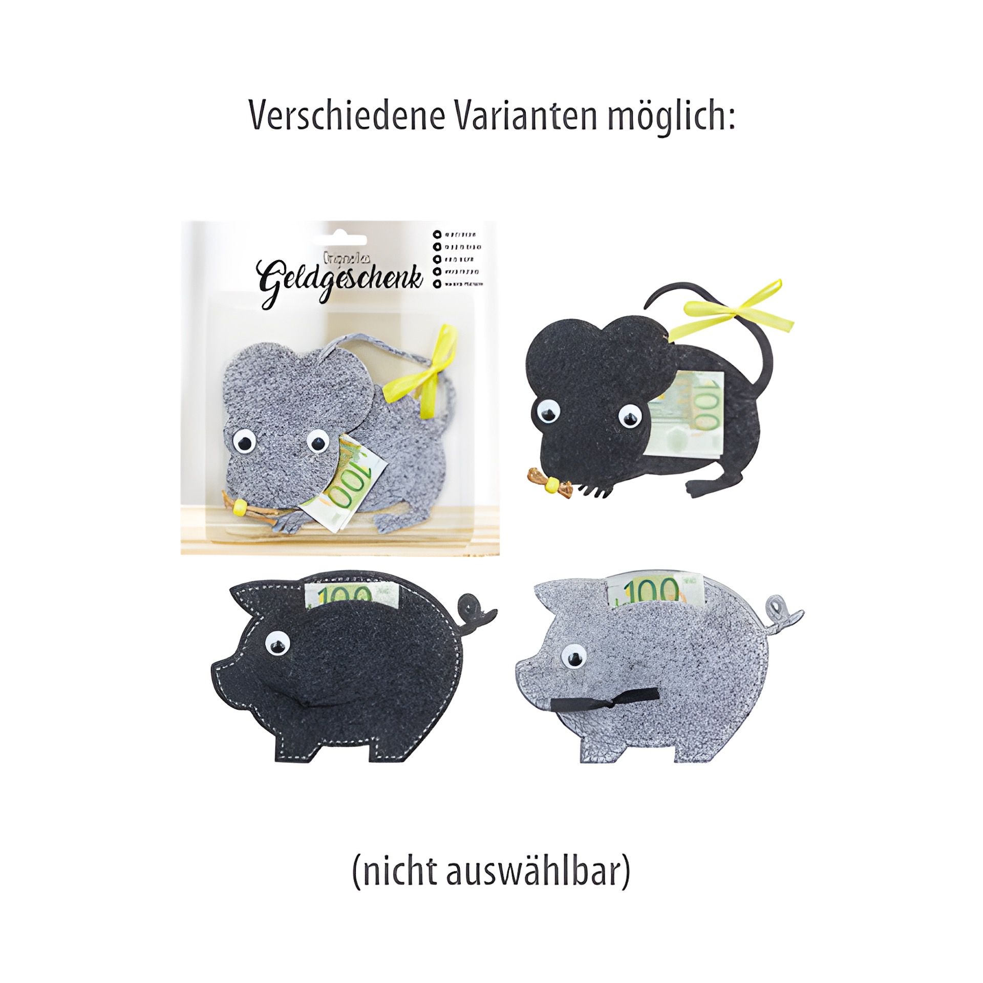 Geldgeschenk 'Maus und Schwein' aus Filz