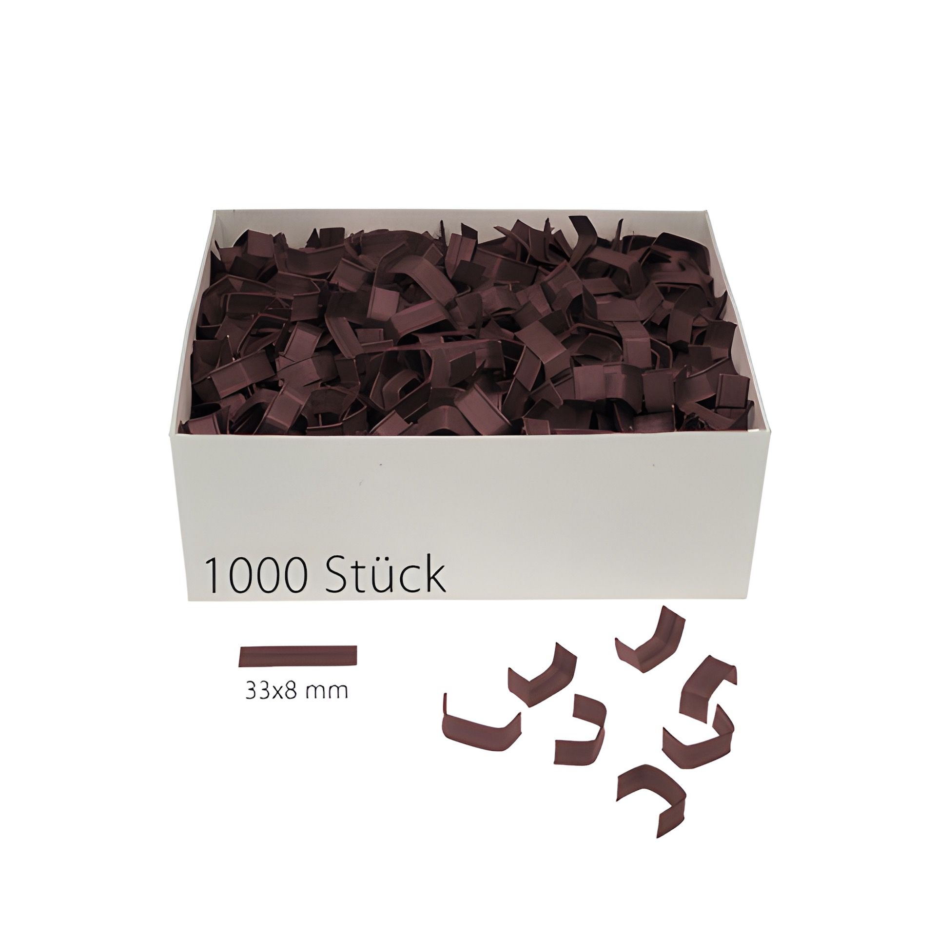 U-Clips 33 x 8 mm braun, 1000 Stück