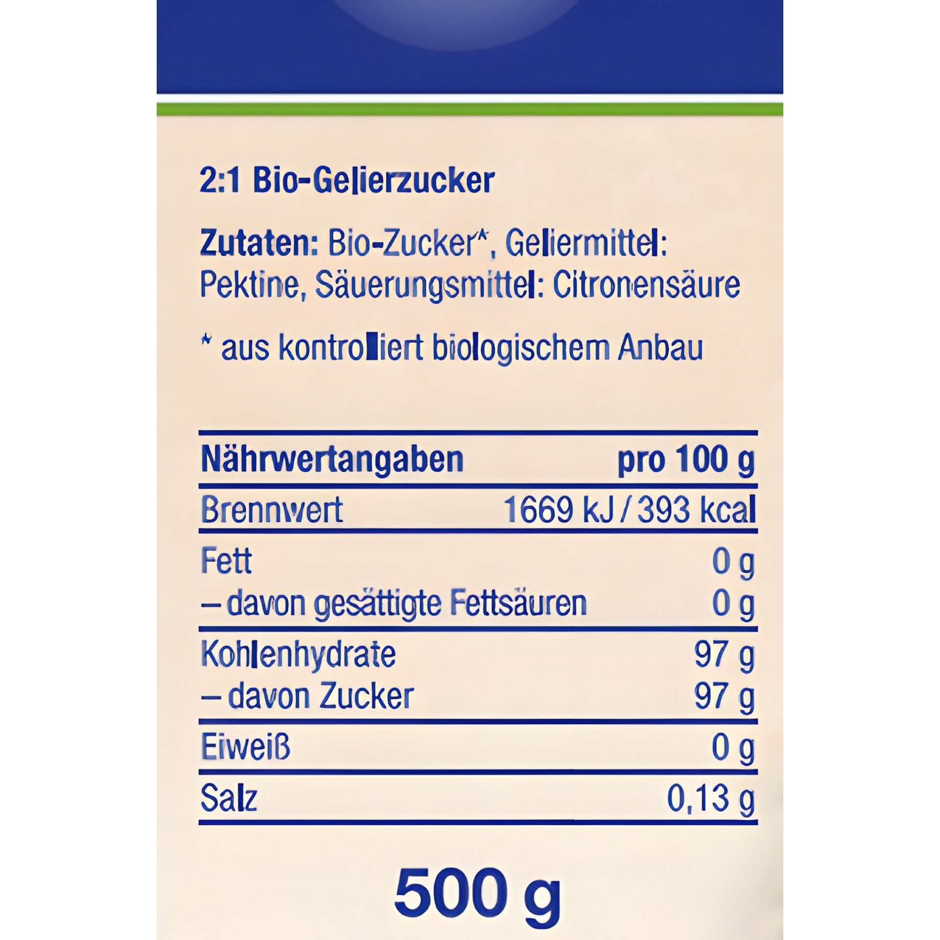 Bio-Gelierzucker 2:1, 500 g
