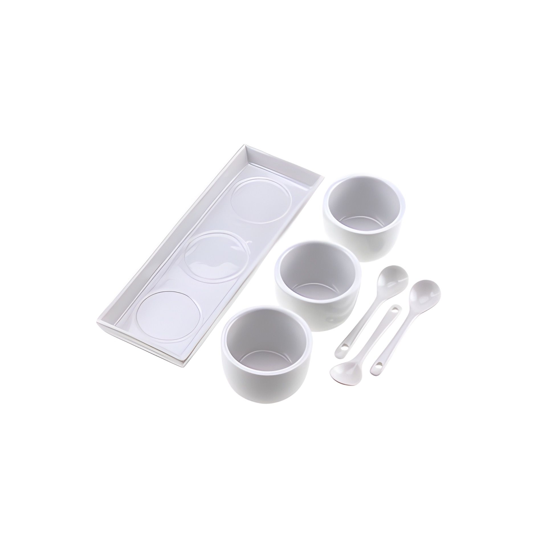 Servierschalen-Set Keramik weiß, 7-teilig