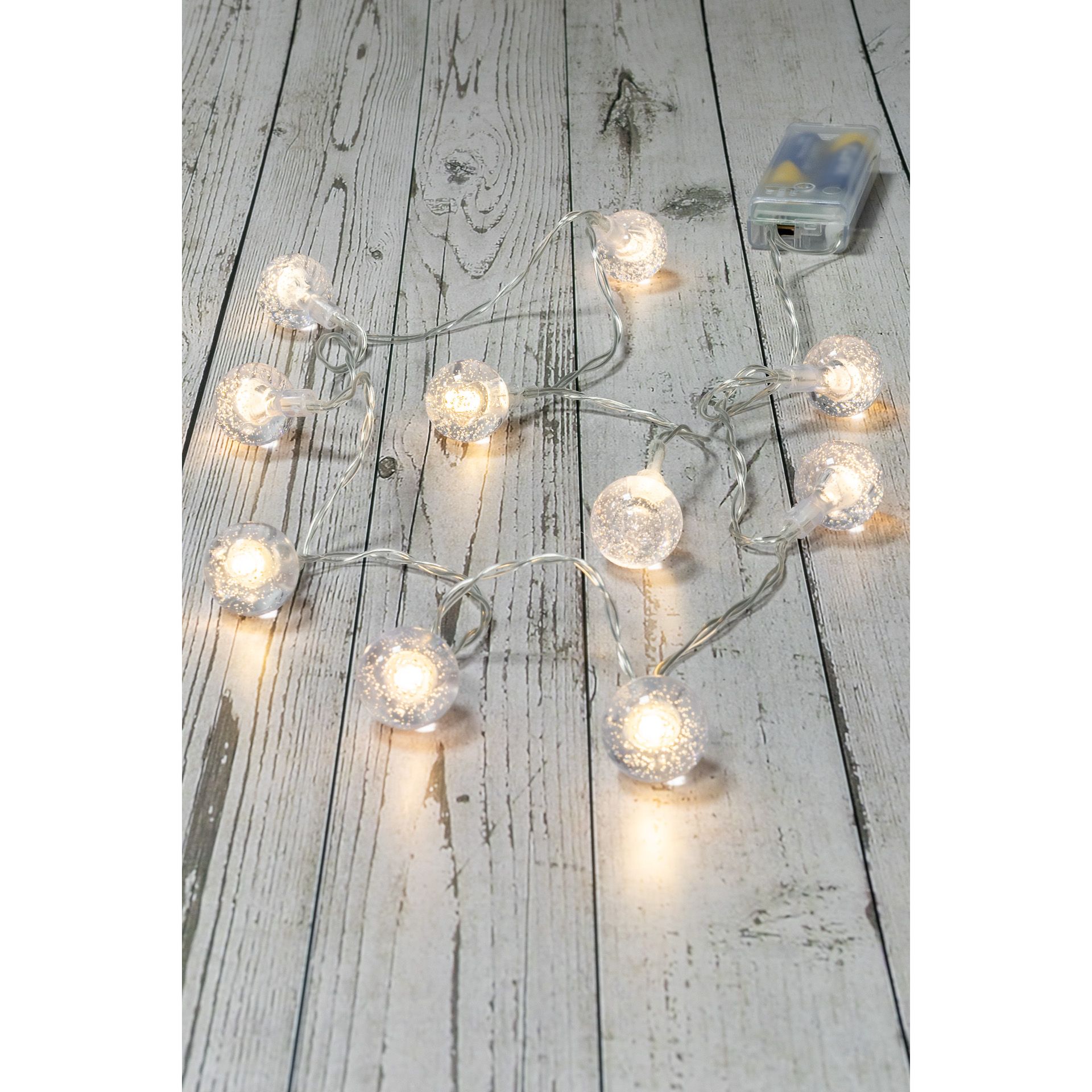 Lichterkette 'Kugeln' klar, 10 LEDs mit Timer