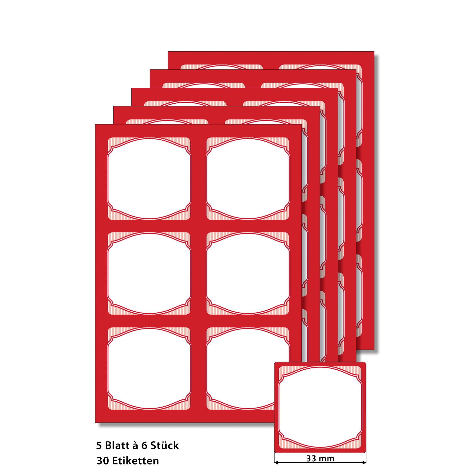 Cubi Etikettenbogen rot, 5 Blatt