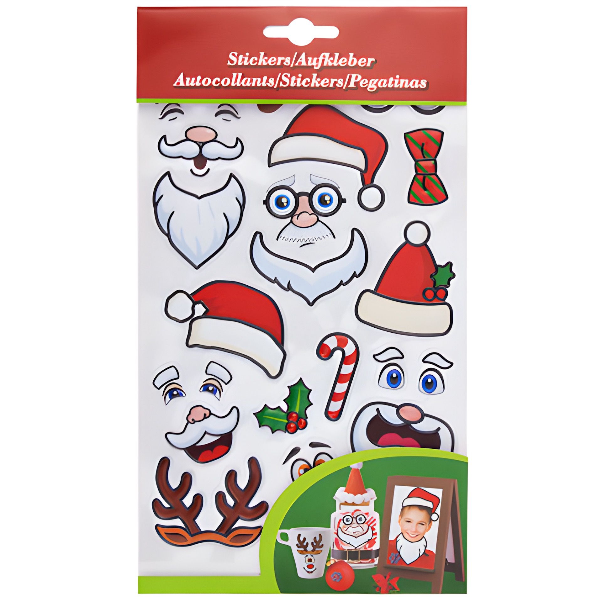 Weihnachtssticker-Set 'Gesichter und Accessoires'