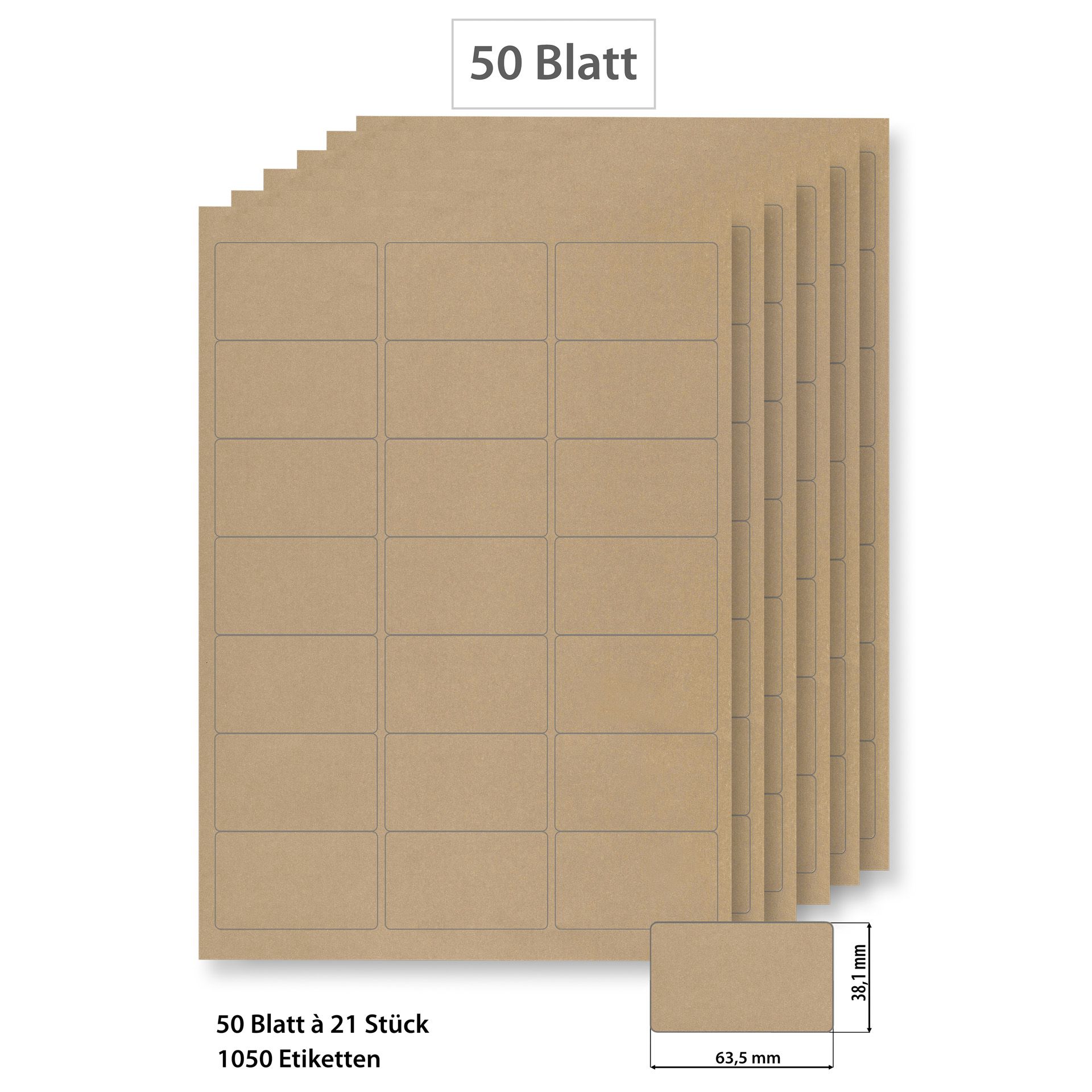 Steffis Etiketten 63,5 x 38,1 mm natur - 50 Blatt A4