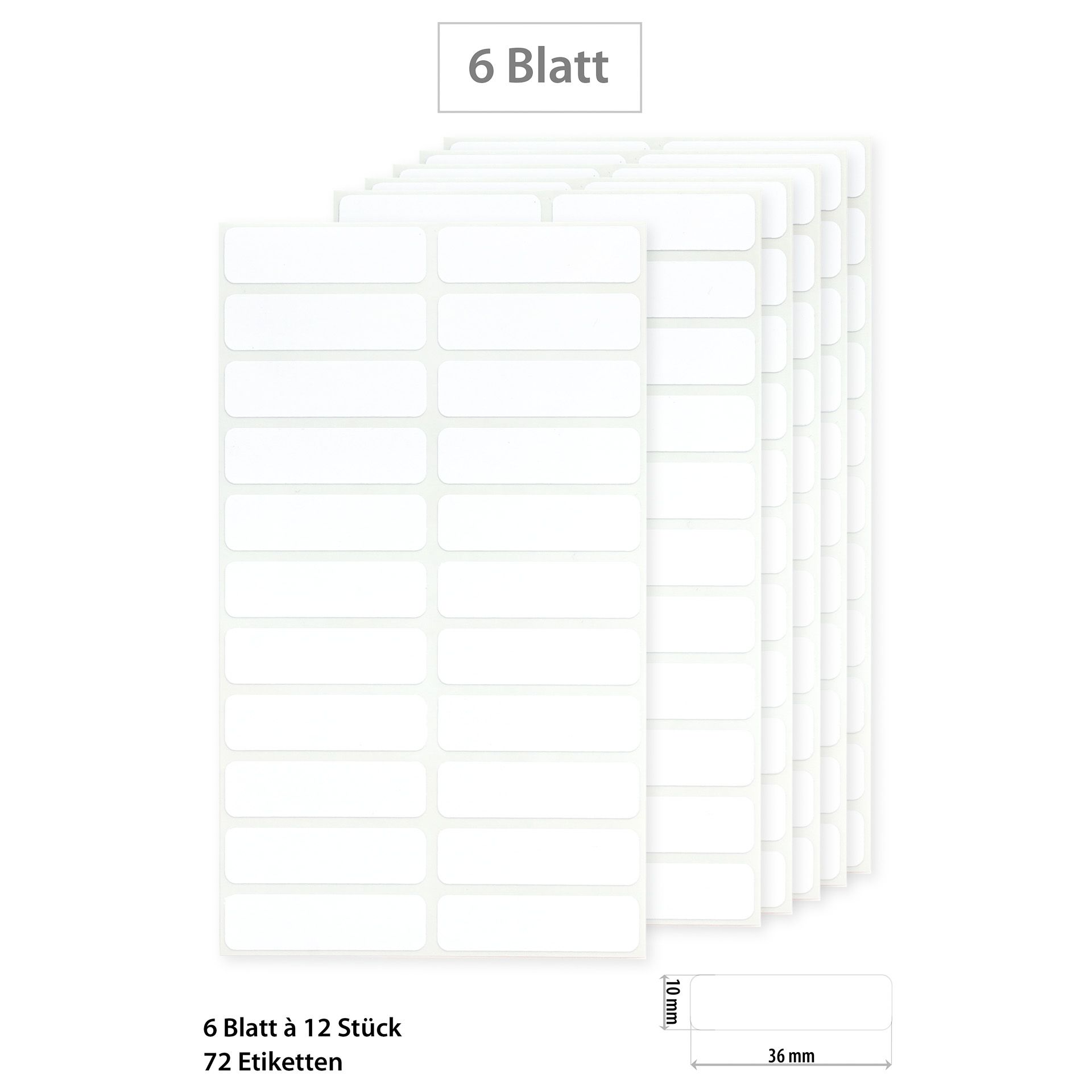 Etiketten 36 x 10 mm, weiß, 132 Stück