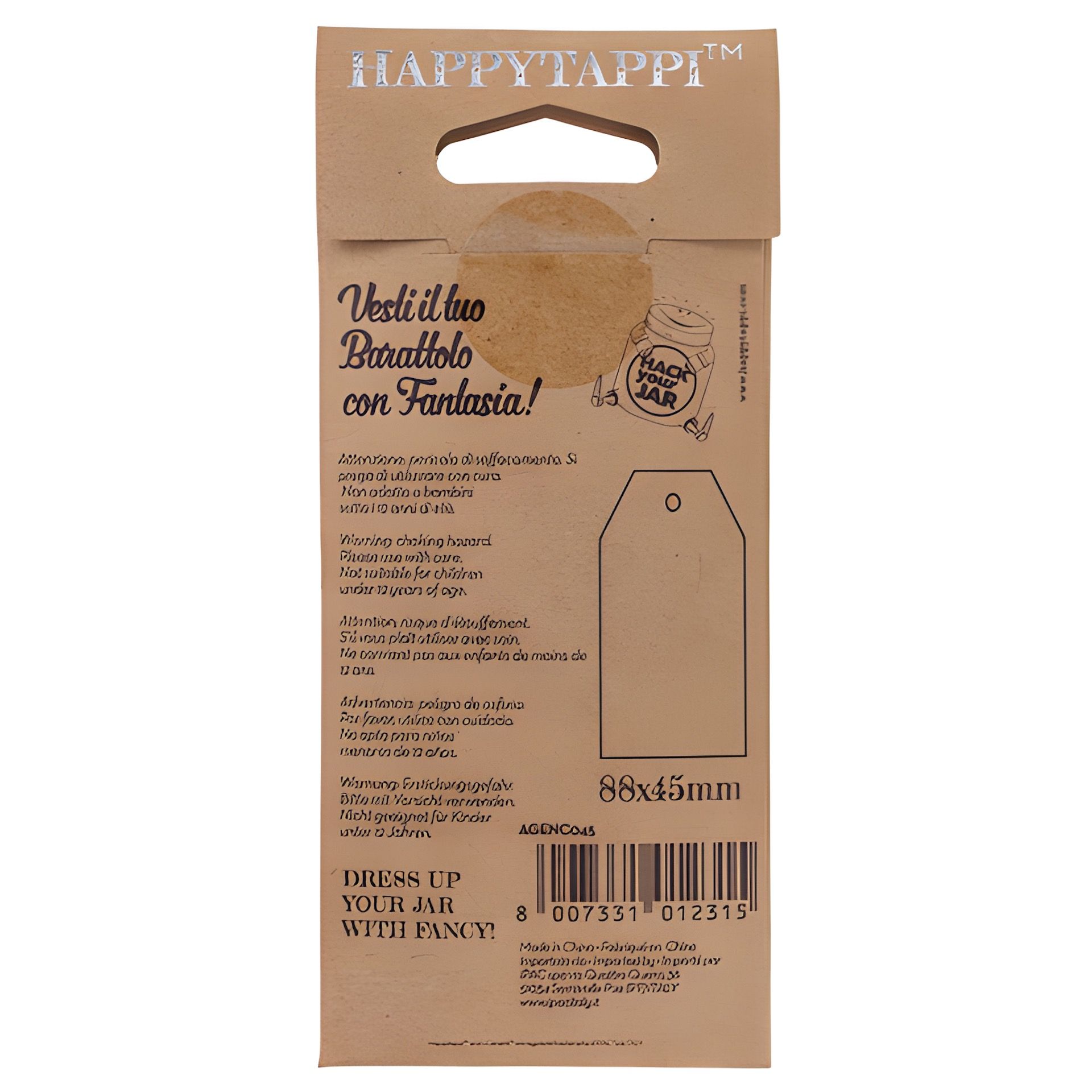 HappyTappi Holzanhänger 45 x 88 mm, 3 Stück