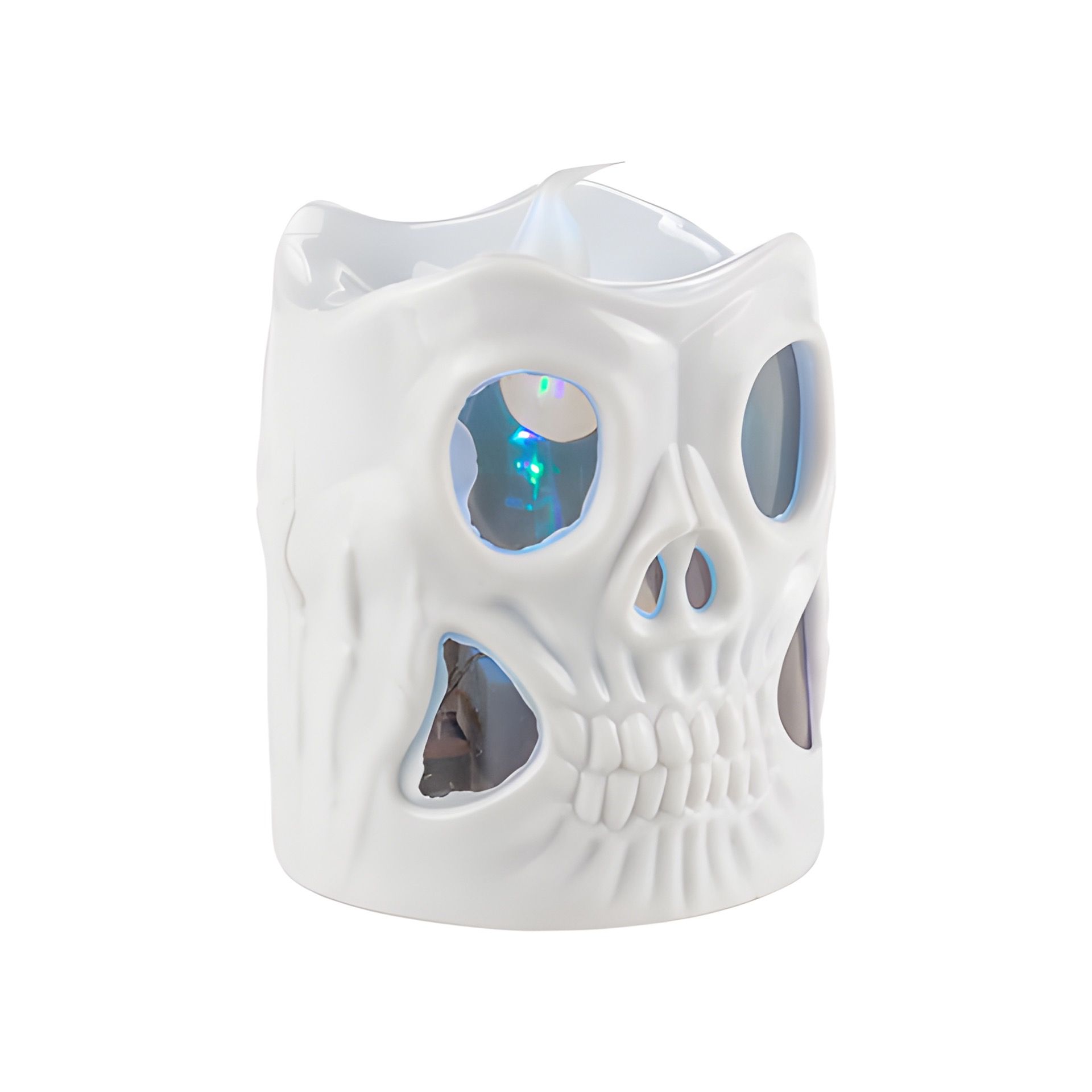 LED-Kerze 'Totenkopf' 6 x 6 cm, mit Farbwechsel, weiß