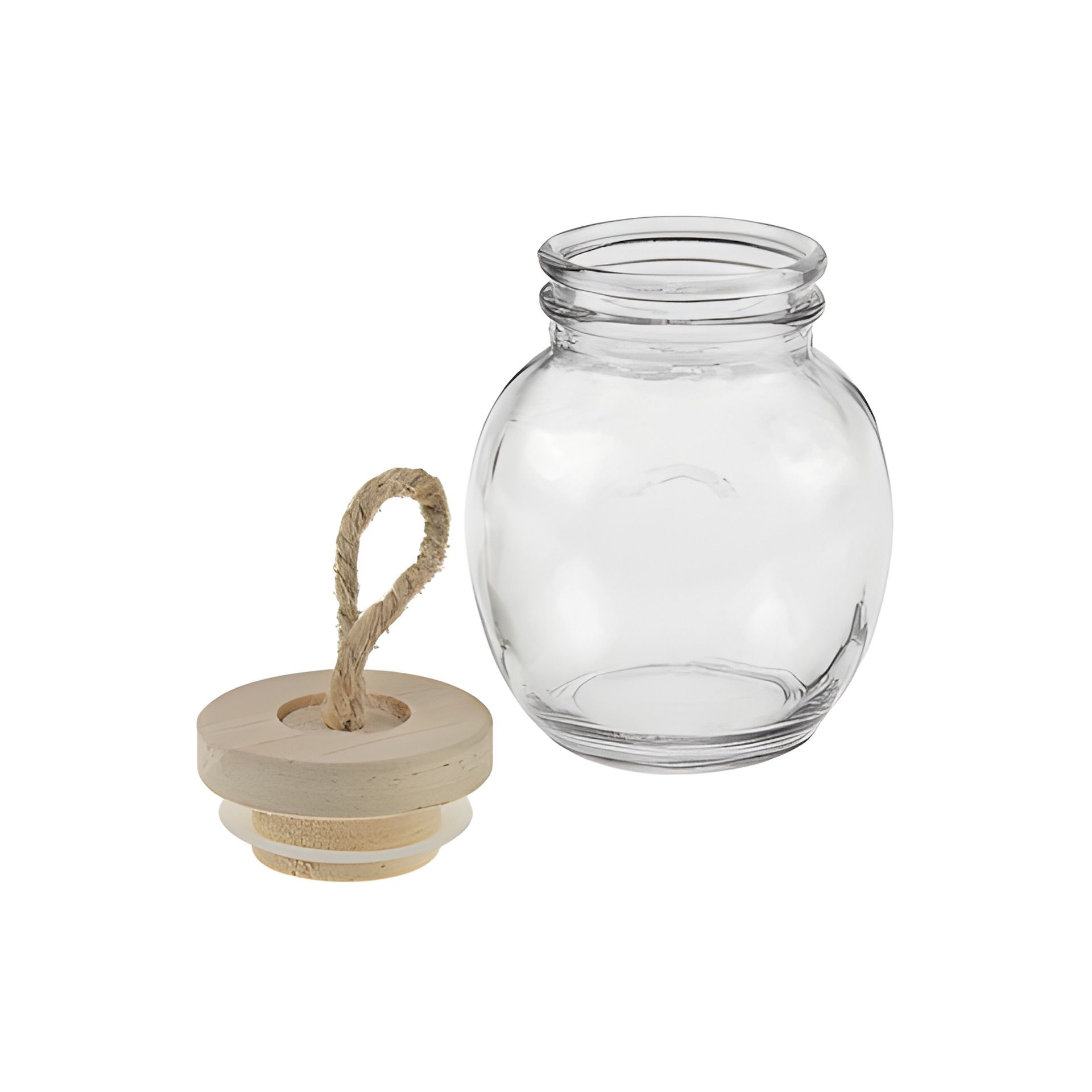 Deko-Glas 130 ml bauchig mit Holzdeckel