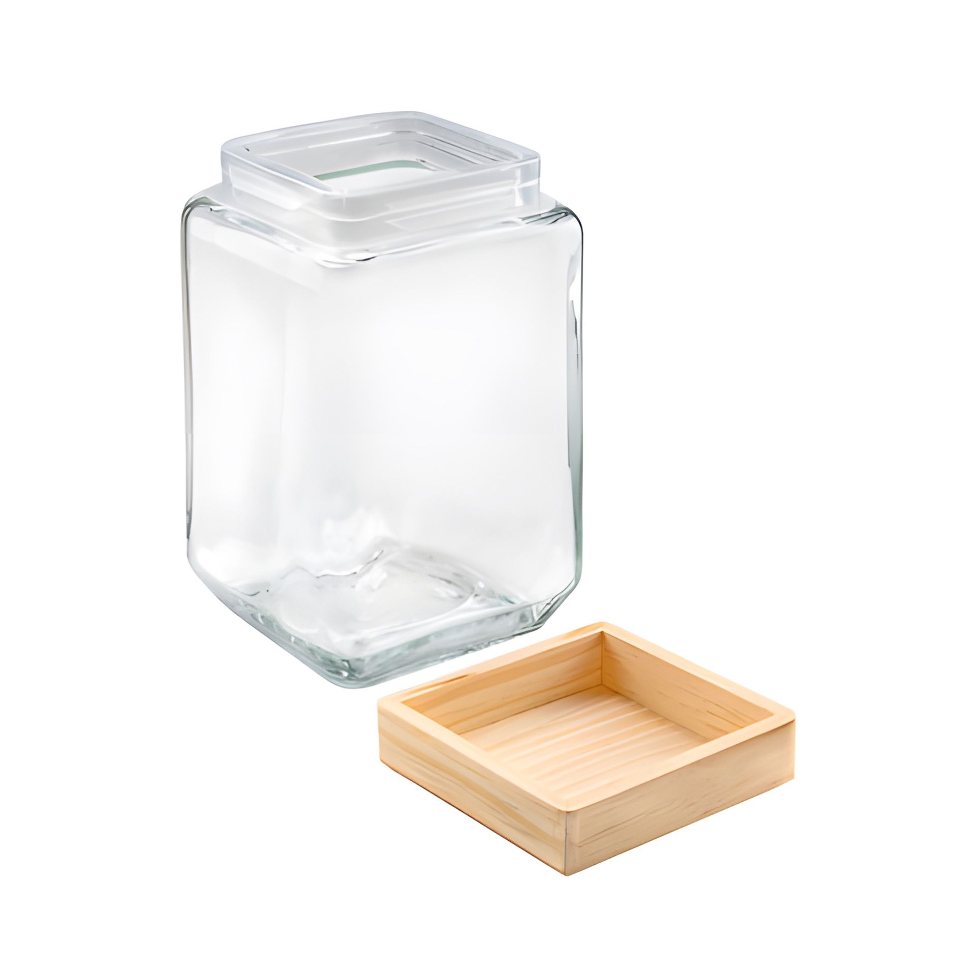 Vorratsglas 1700 ml eckig mit Holzdeckel