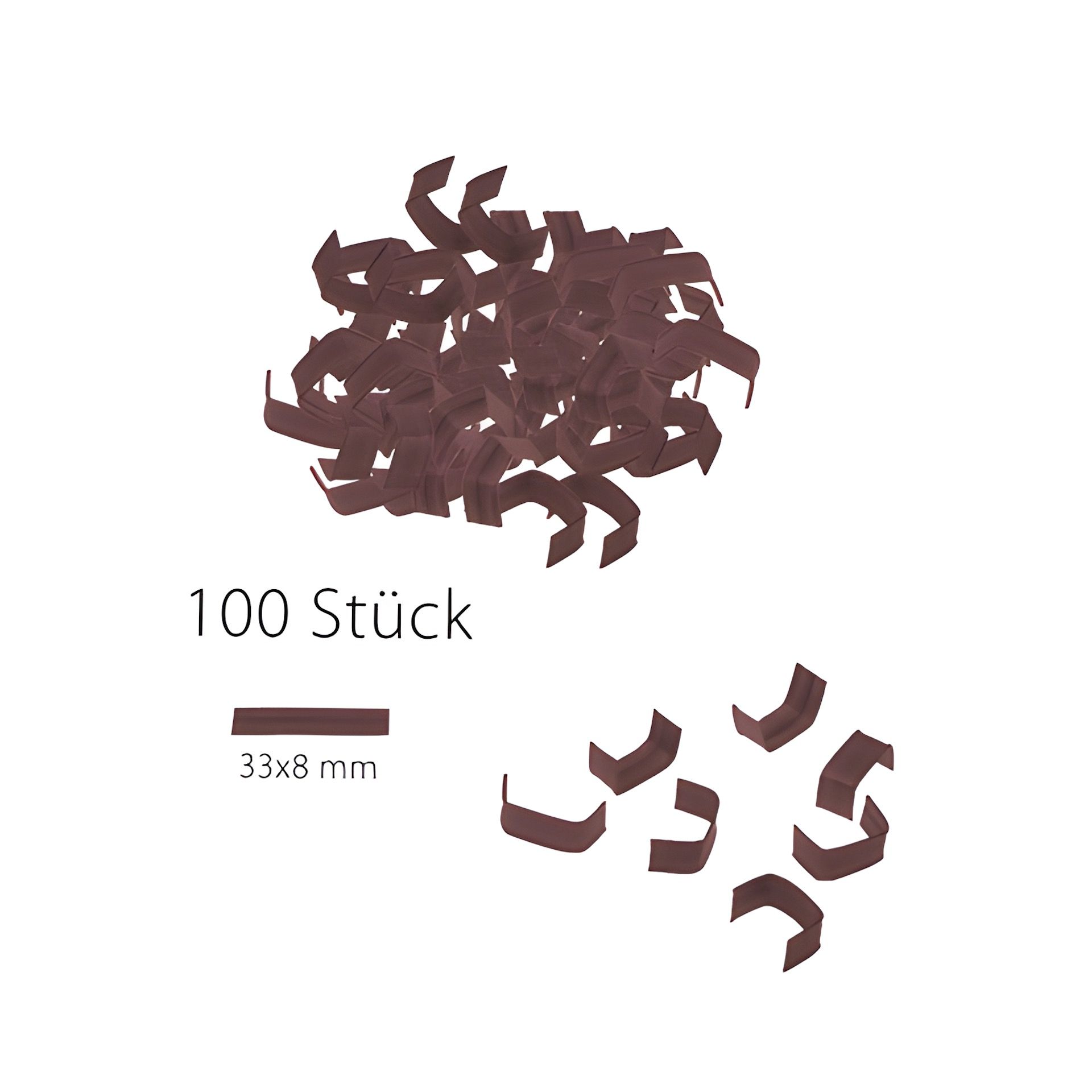 U-Clips 33 x 8 mm braun, 100 Stück