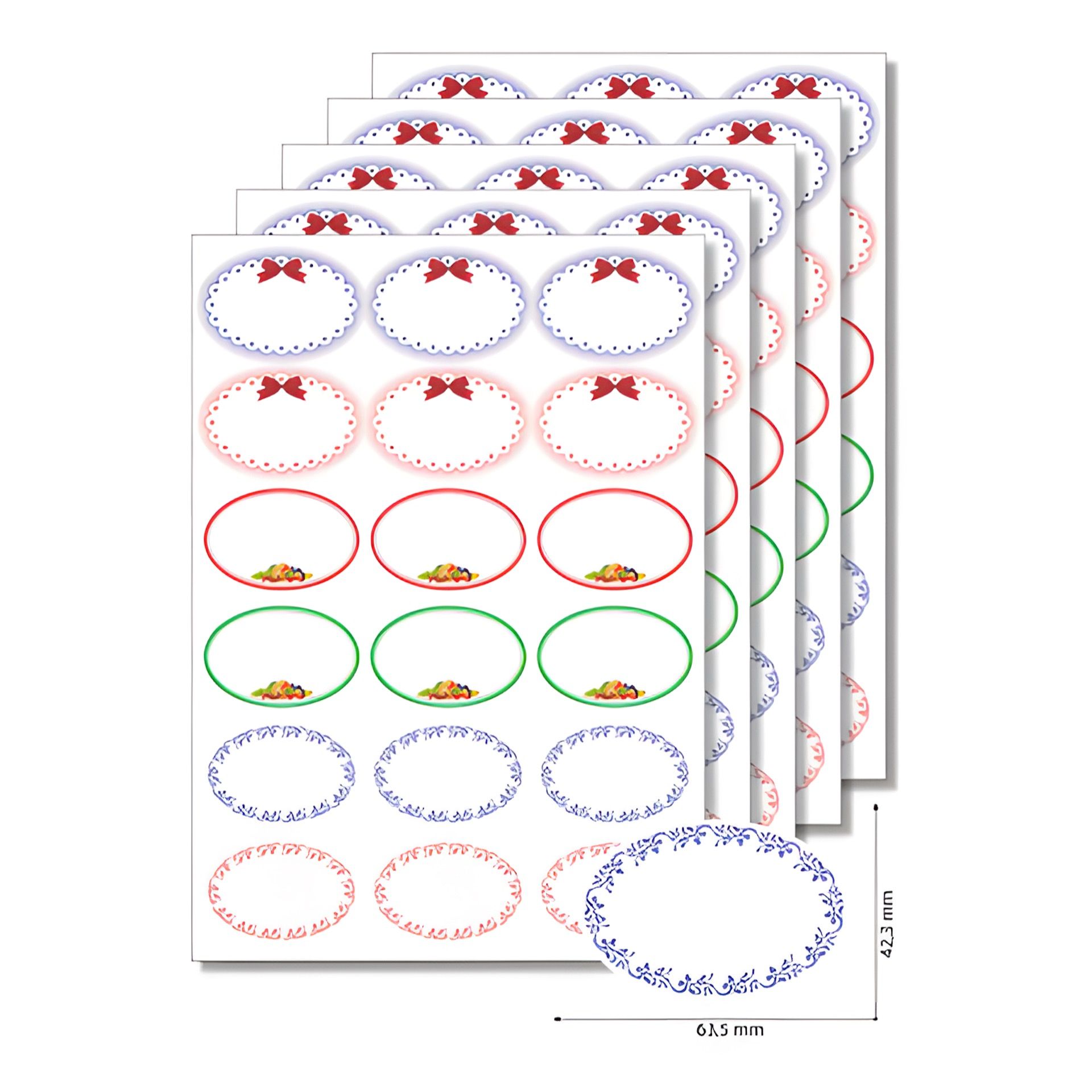 Etiketten oval 'Zierrahmen' -   5 Blatt A4