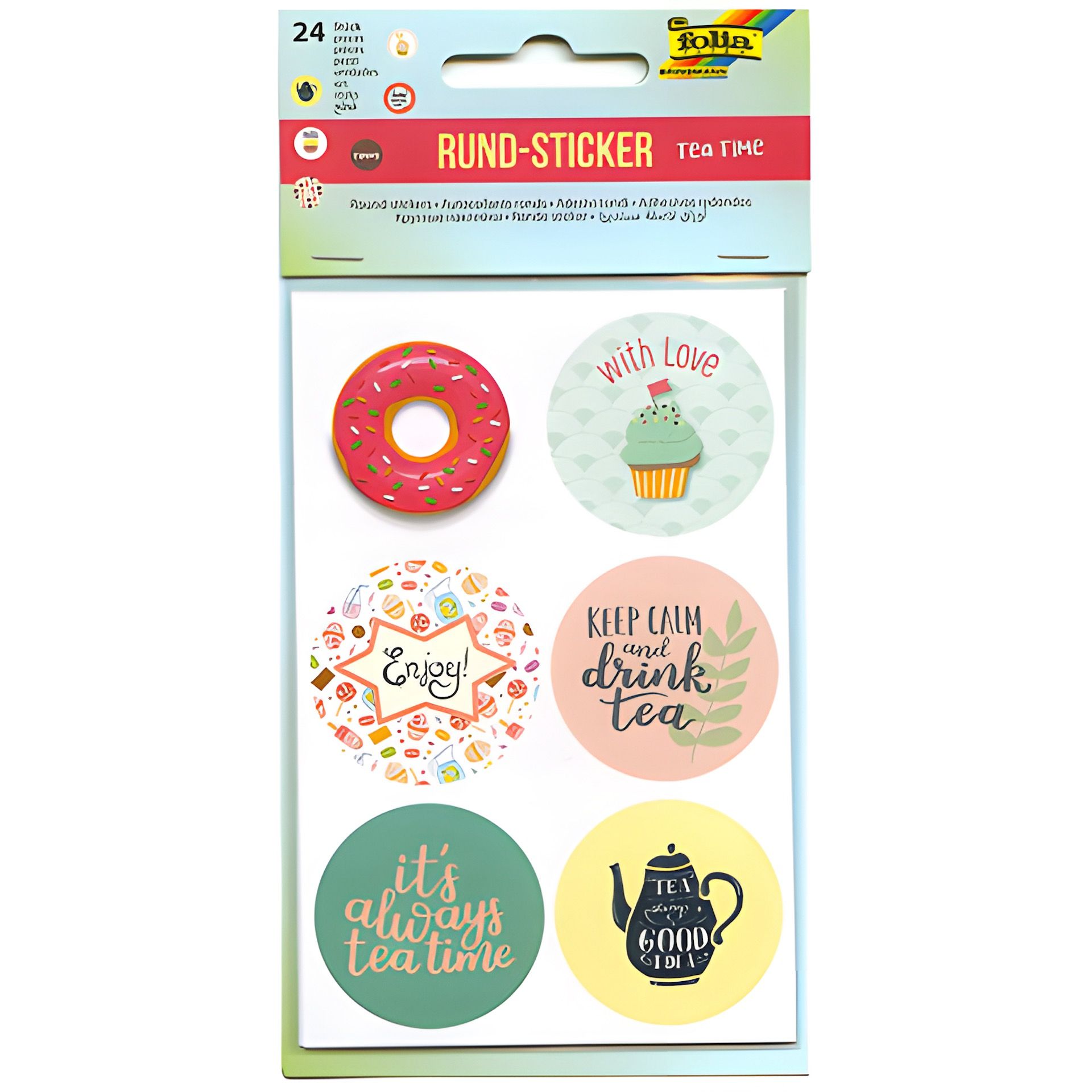 Rund-Sticker 'Tea Time' Ø 4 cm, 24 Stück