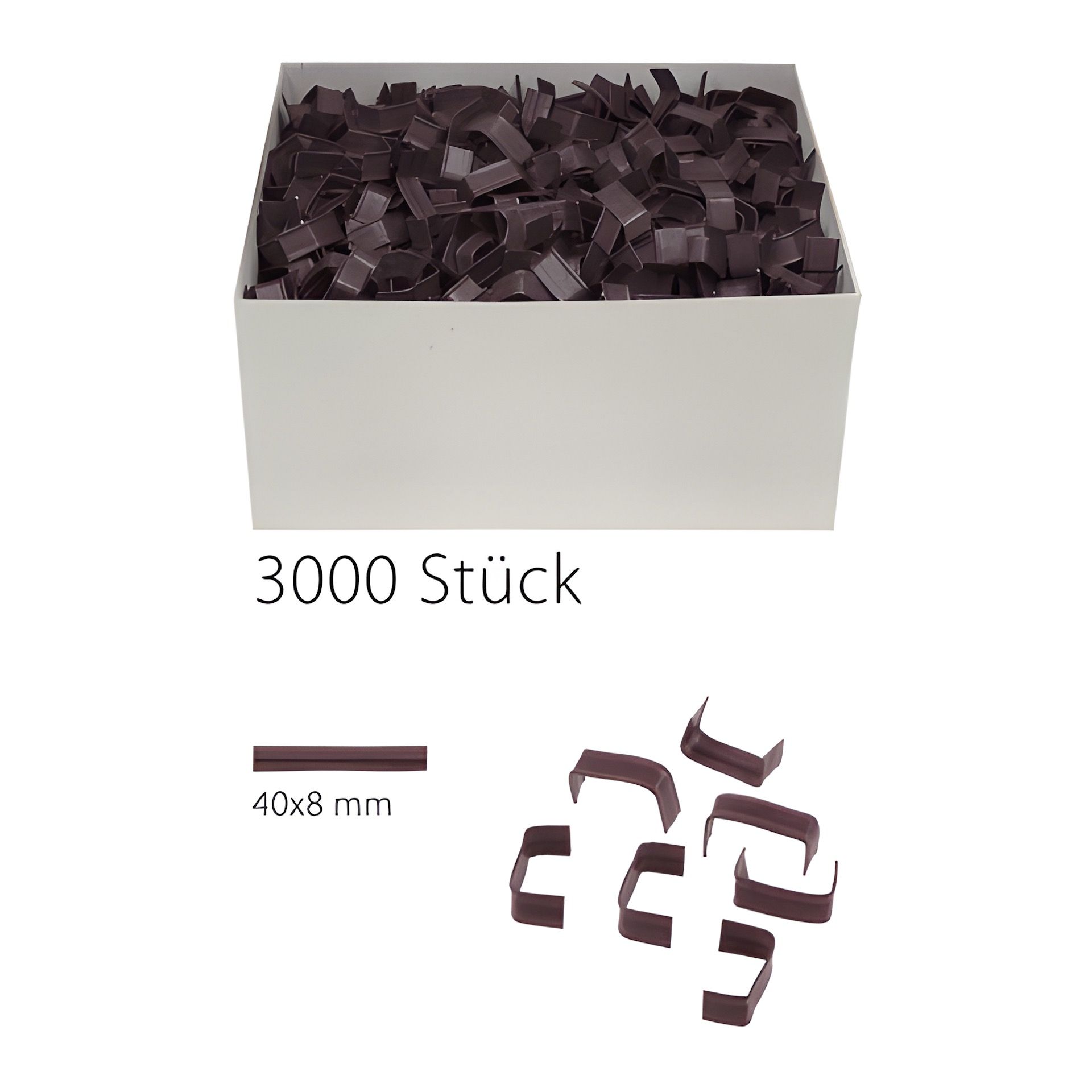 U-Clips 40 x 8 mm braun, 3000 Stück