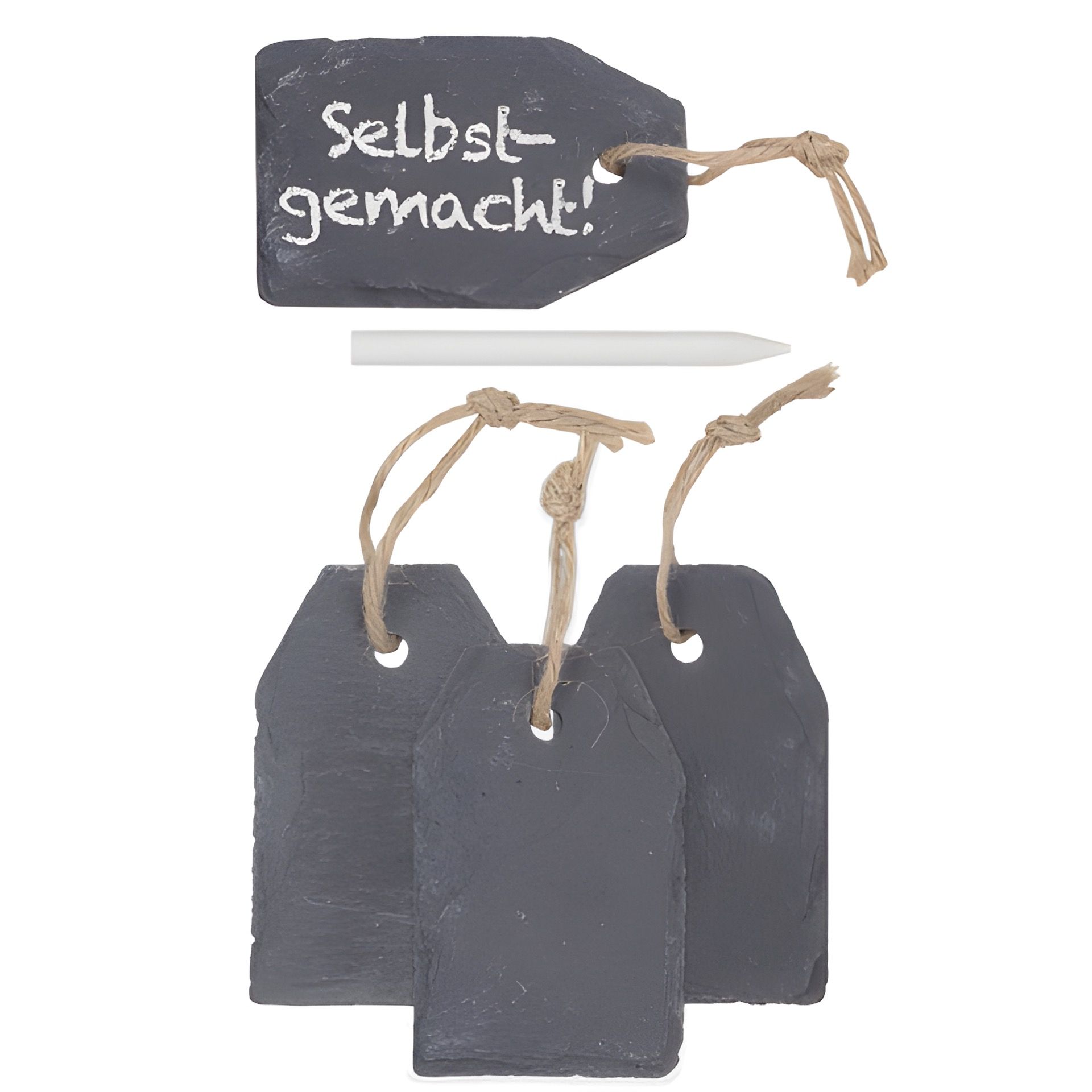 Anhängeetikett aus Schiefer mit Kreide 5 x 8 cm, 4 Stück
