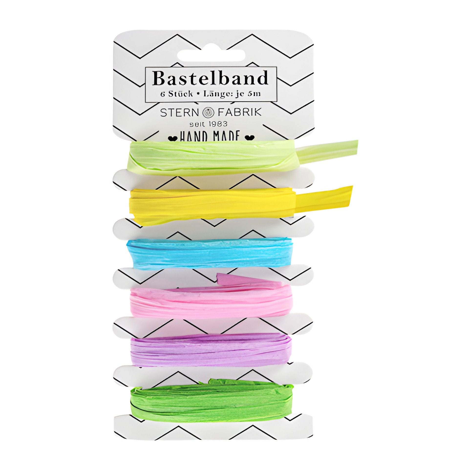 Papierbast 6 x 5 m, 20 mm, 6-farbig