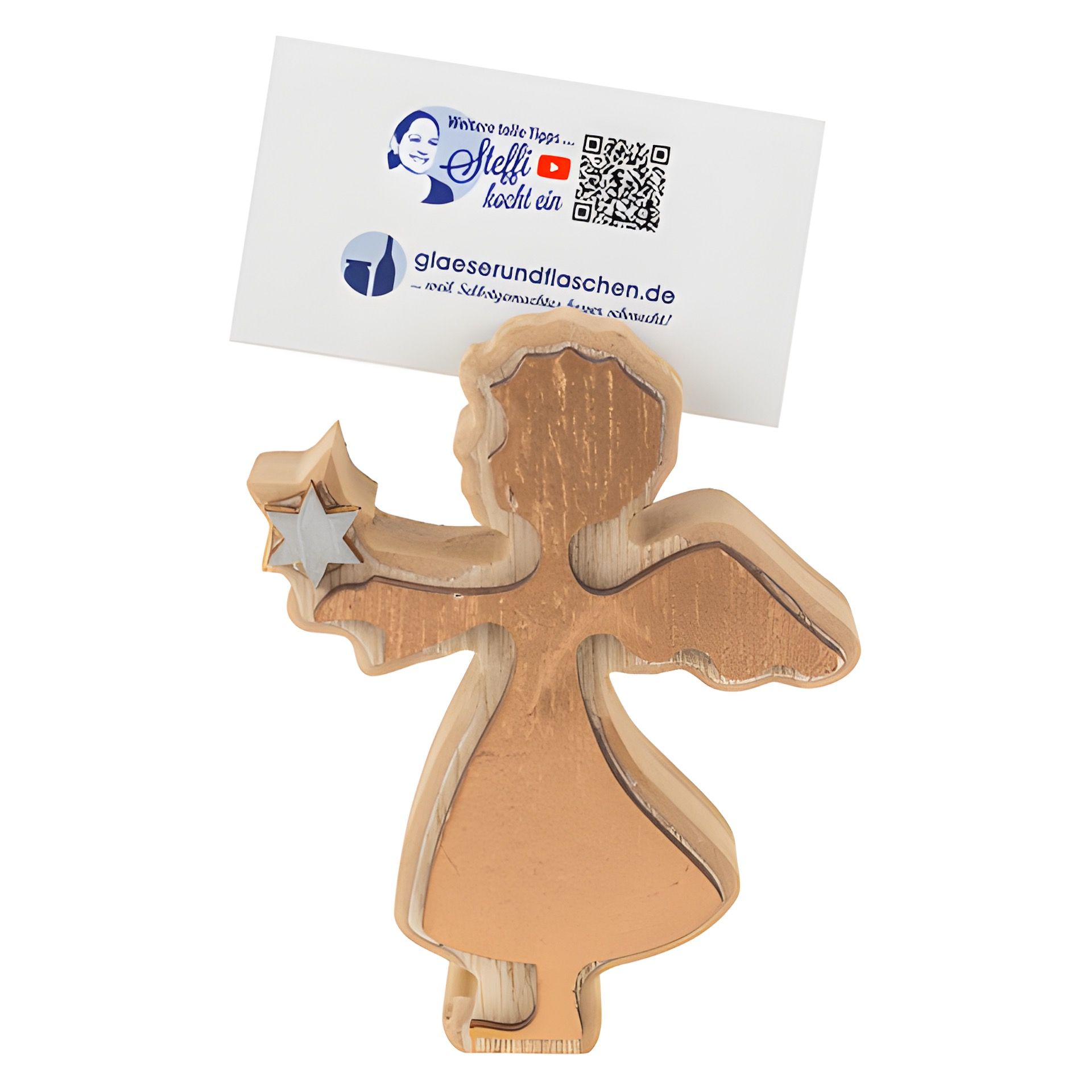 Kartenhalter 'Engel' 8 x 2,2 x 10 cm, aus Holz