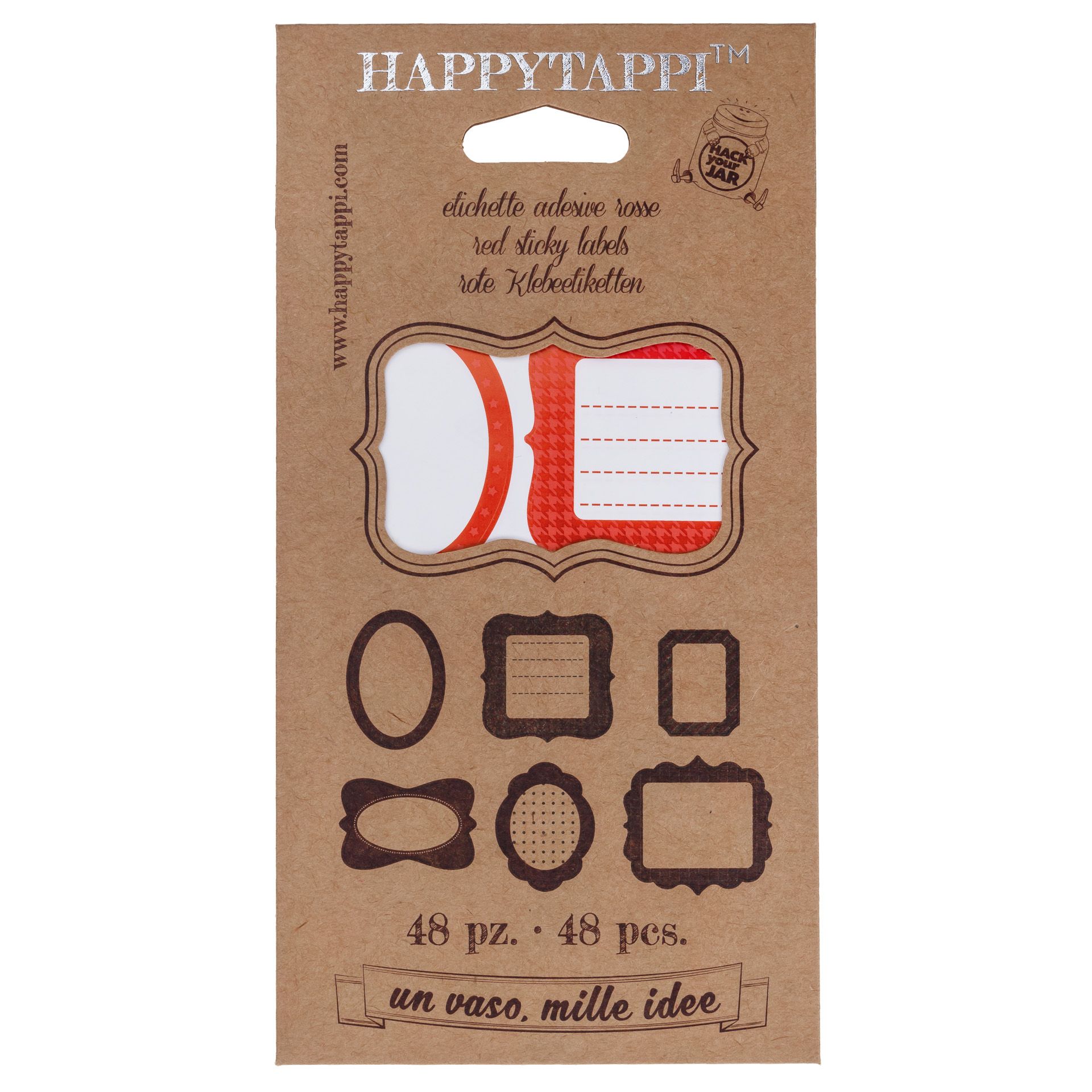 HappyTappi Etiketten 'Vintage', rot, 6 Motive, 48 Stück