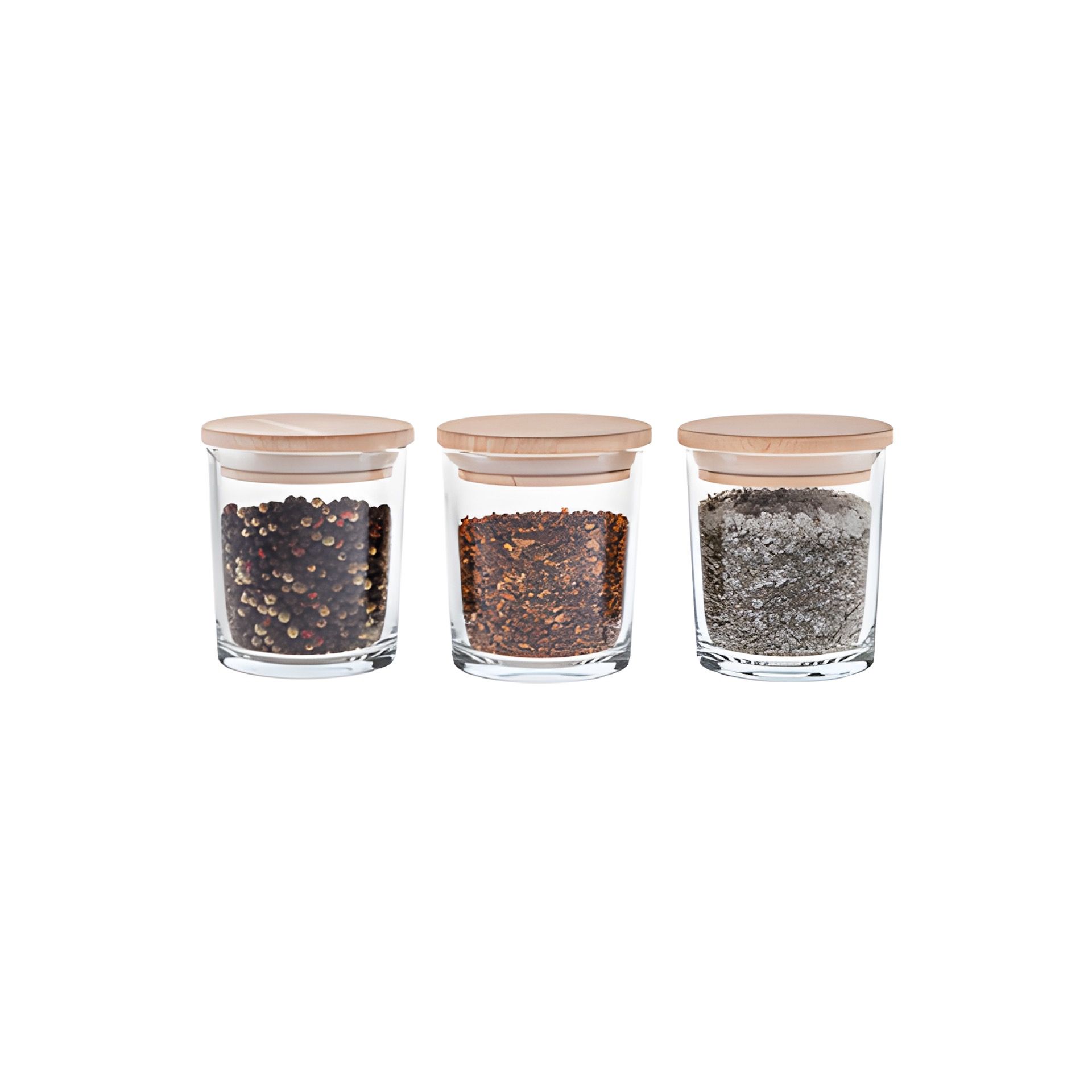 Vorratsglas 'Würzi' 200 ml mit Holzdeckel, 3er Pack