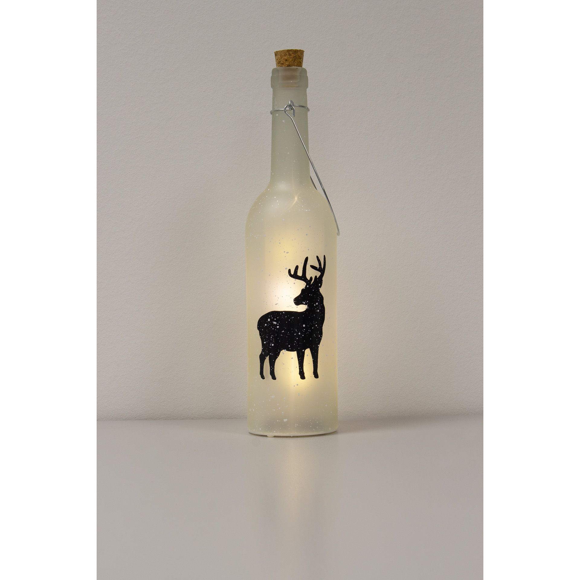 Deko-Flaschenlampe 'Hirsch im Schnee' 30 cm, 5 LEDs