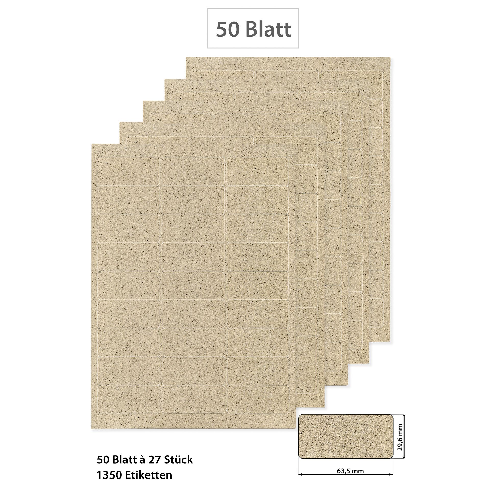 Grasetiketten 63,5 x 29,6 mm, 50 Blatt A4, 1350 Stück