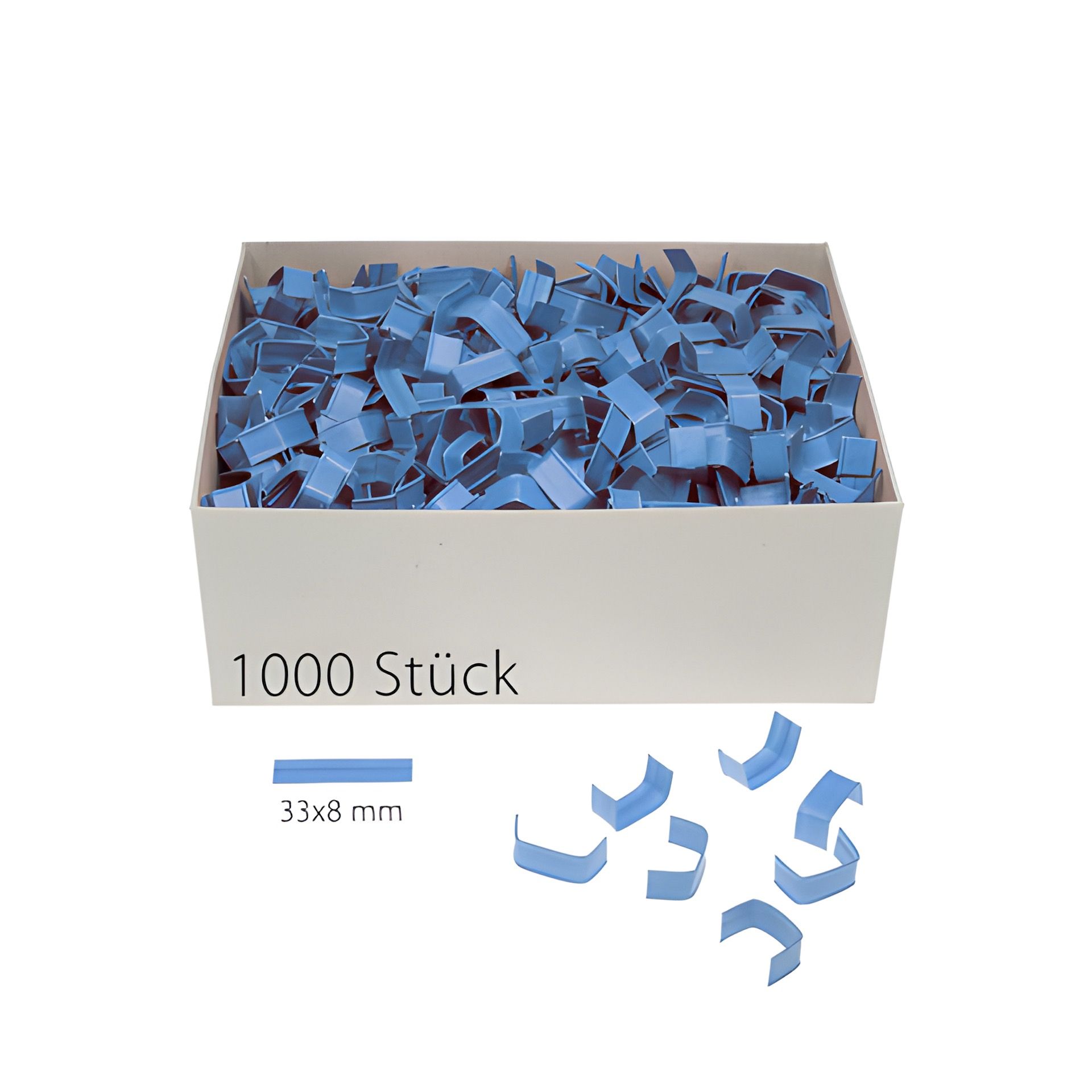 U-Clips 33 x 8 mm blau, 1000 Stück