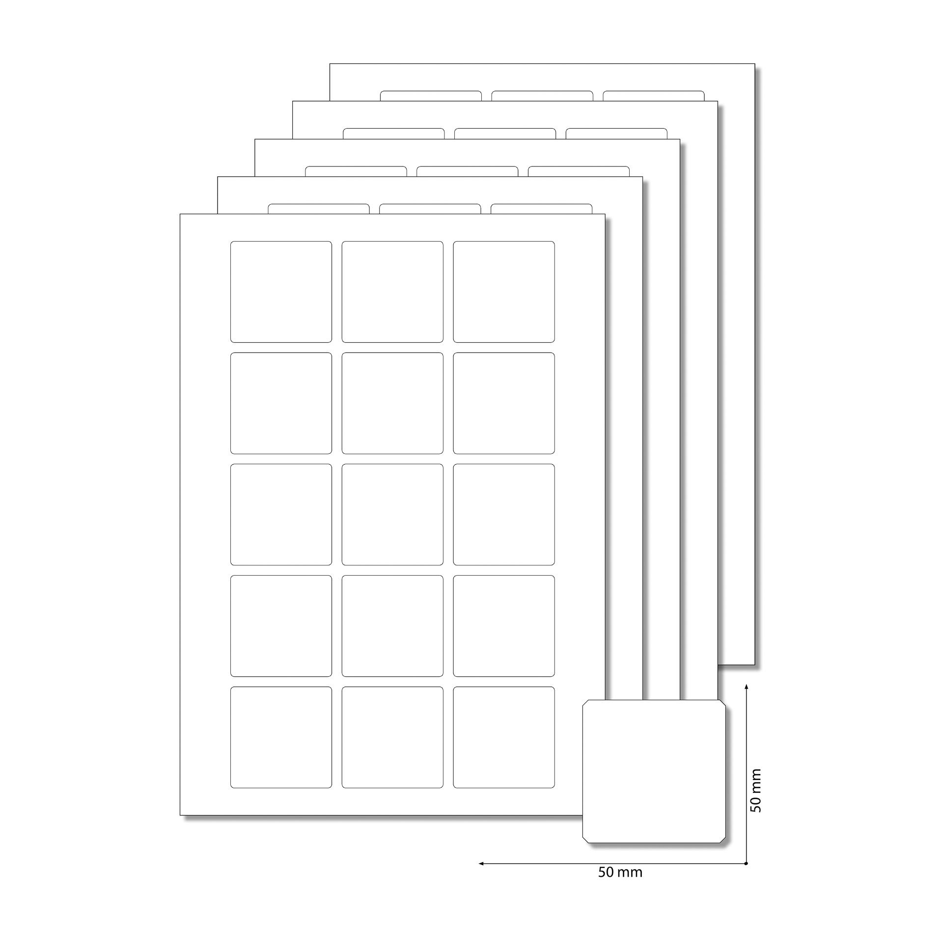 Etiketten 50 x 50 mm weiß -  5 Blatt A4