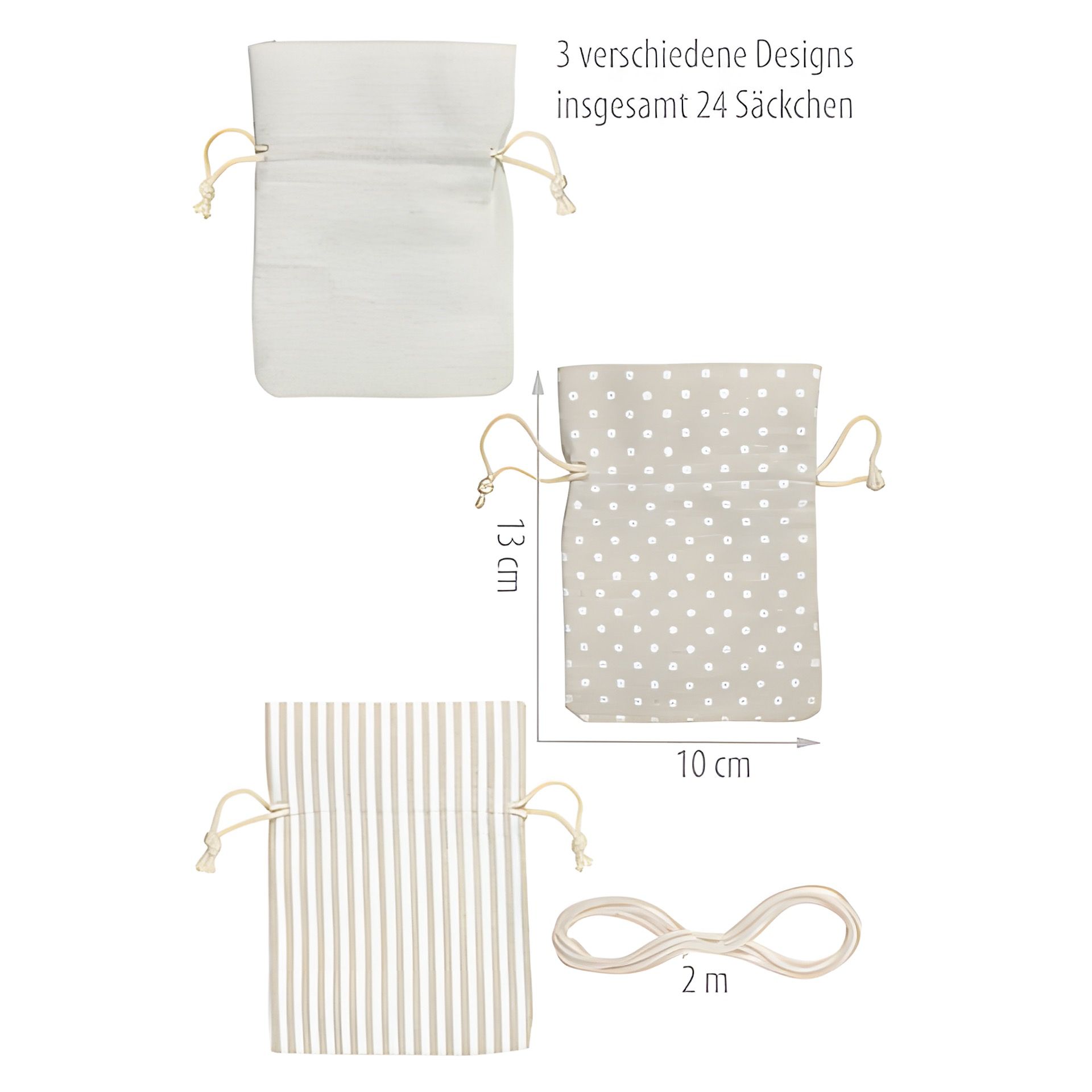 Folia Adventskalender-Beutel beige/weiß, 49-teilig