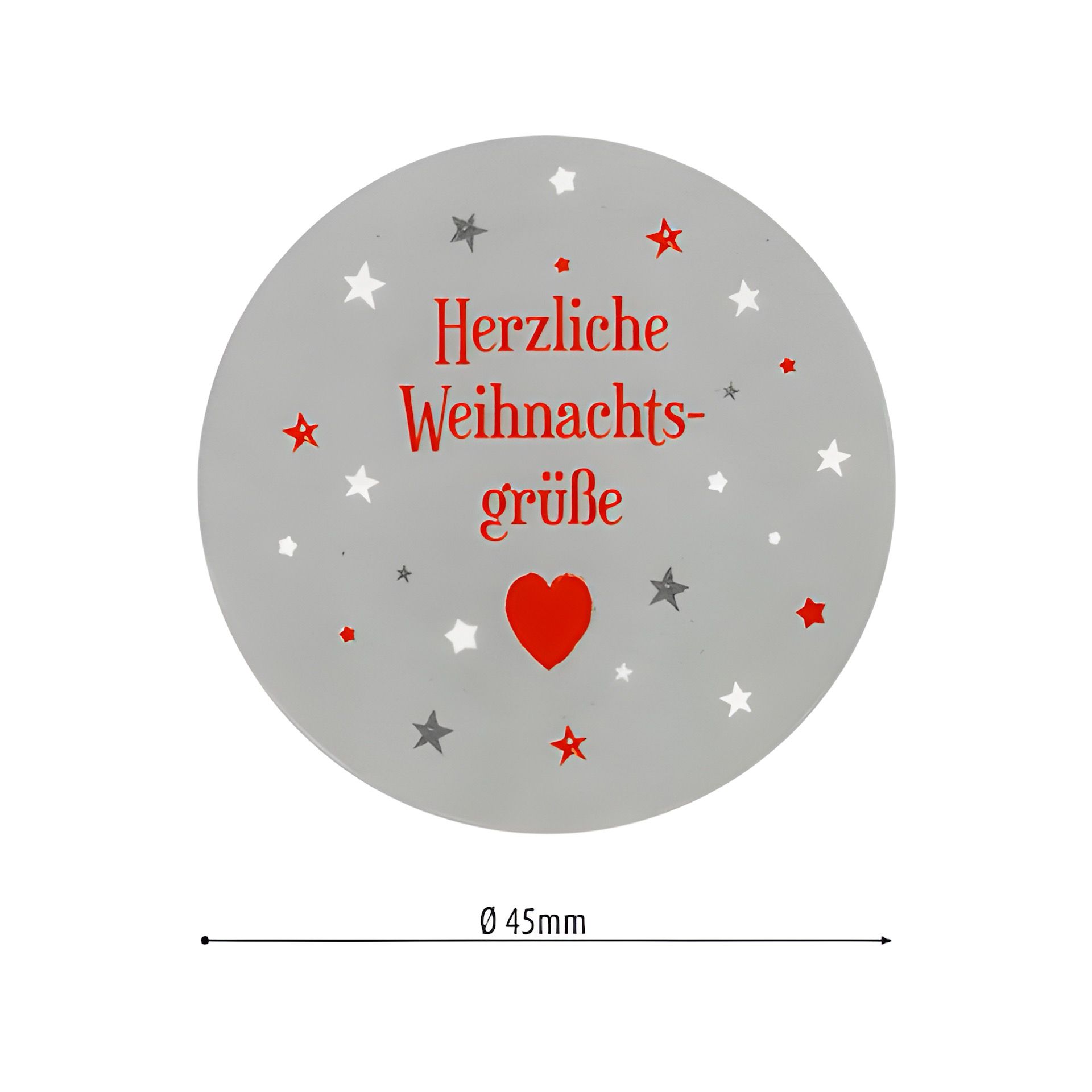 Aufkleber 'Frohes Fest' Ø 4,5 cm, silbergrau, 48 Stück