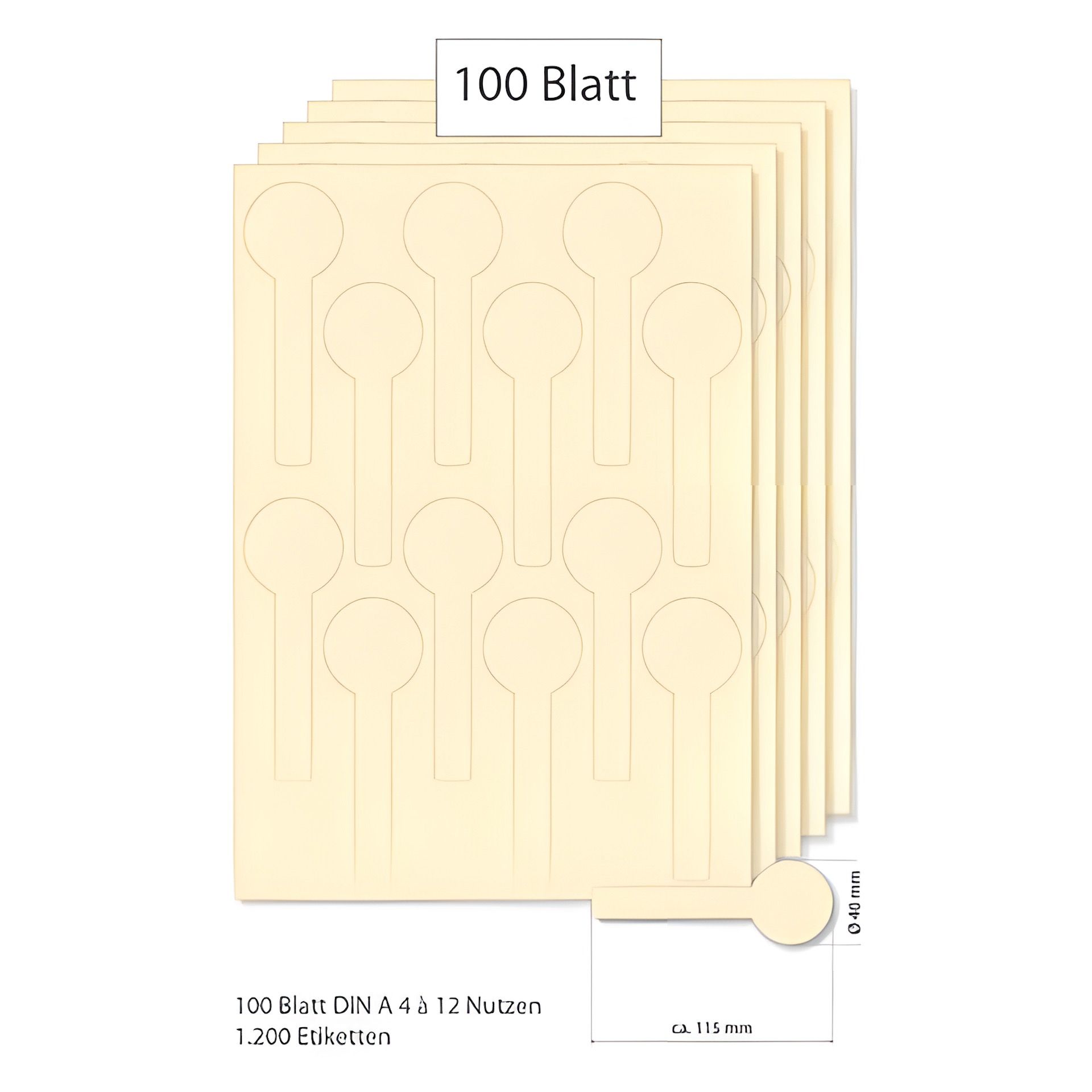 Siegeletiketten creme - 100 Blatt A4