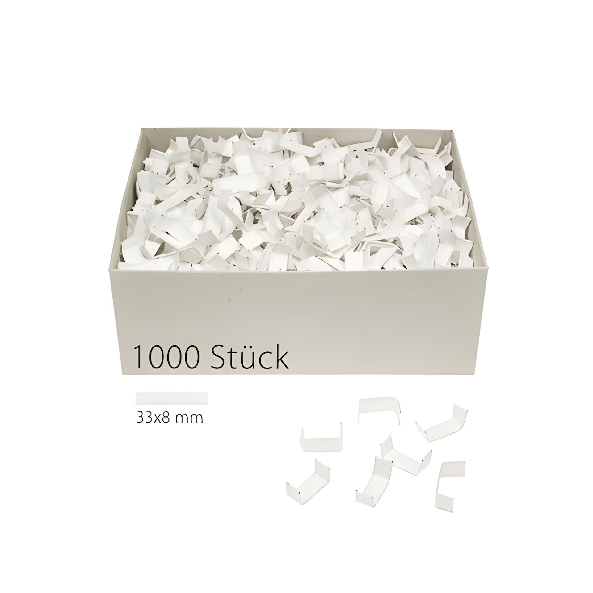U-Clips 33 x 8 mm weiß, 1000 Stück