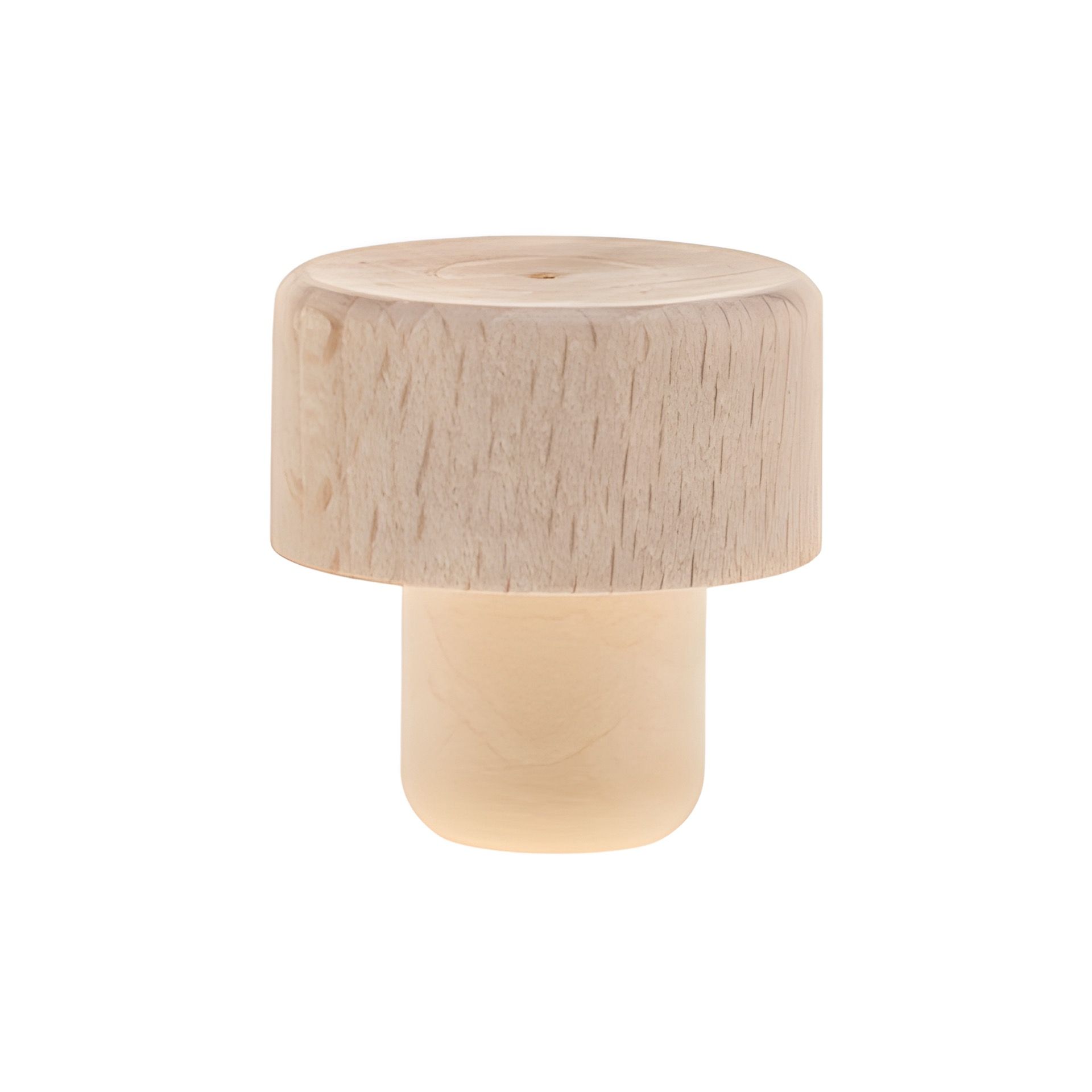 PE-Stopfen 16 mm gespritzt mit Holzscheibe Ø 29 mm