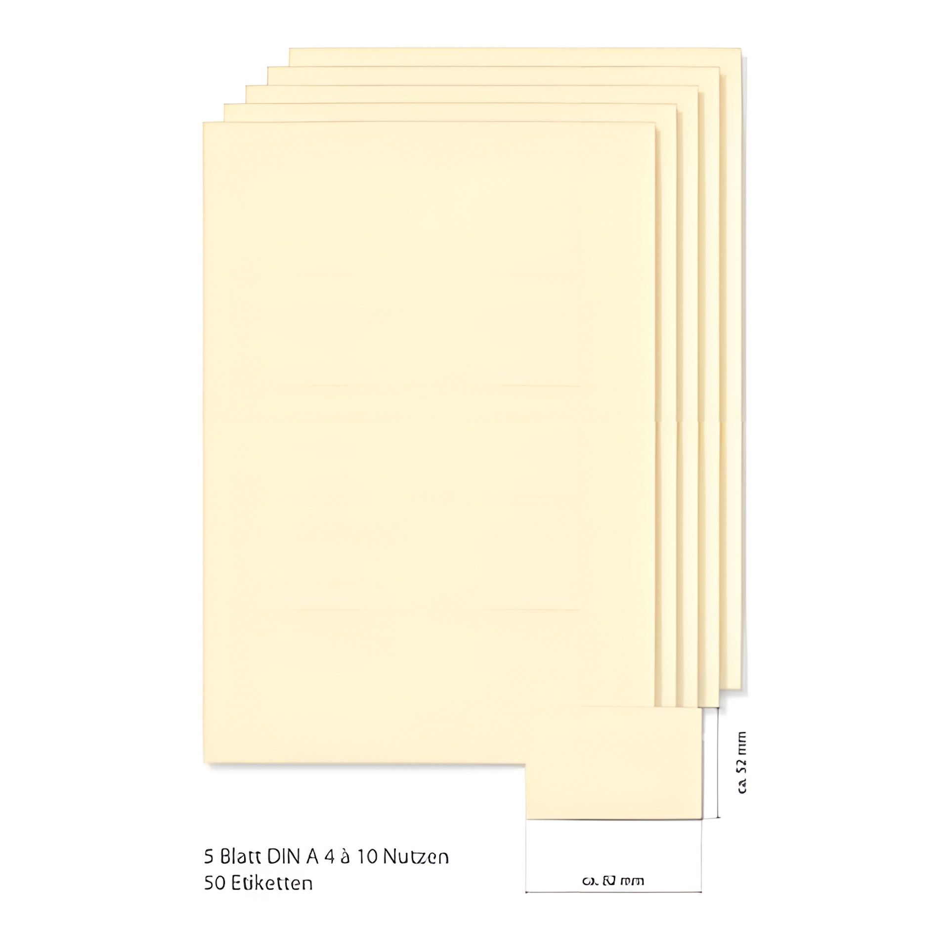 Etiketten 82 x 52 mm creme -  5 Blatt A4