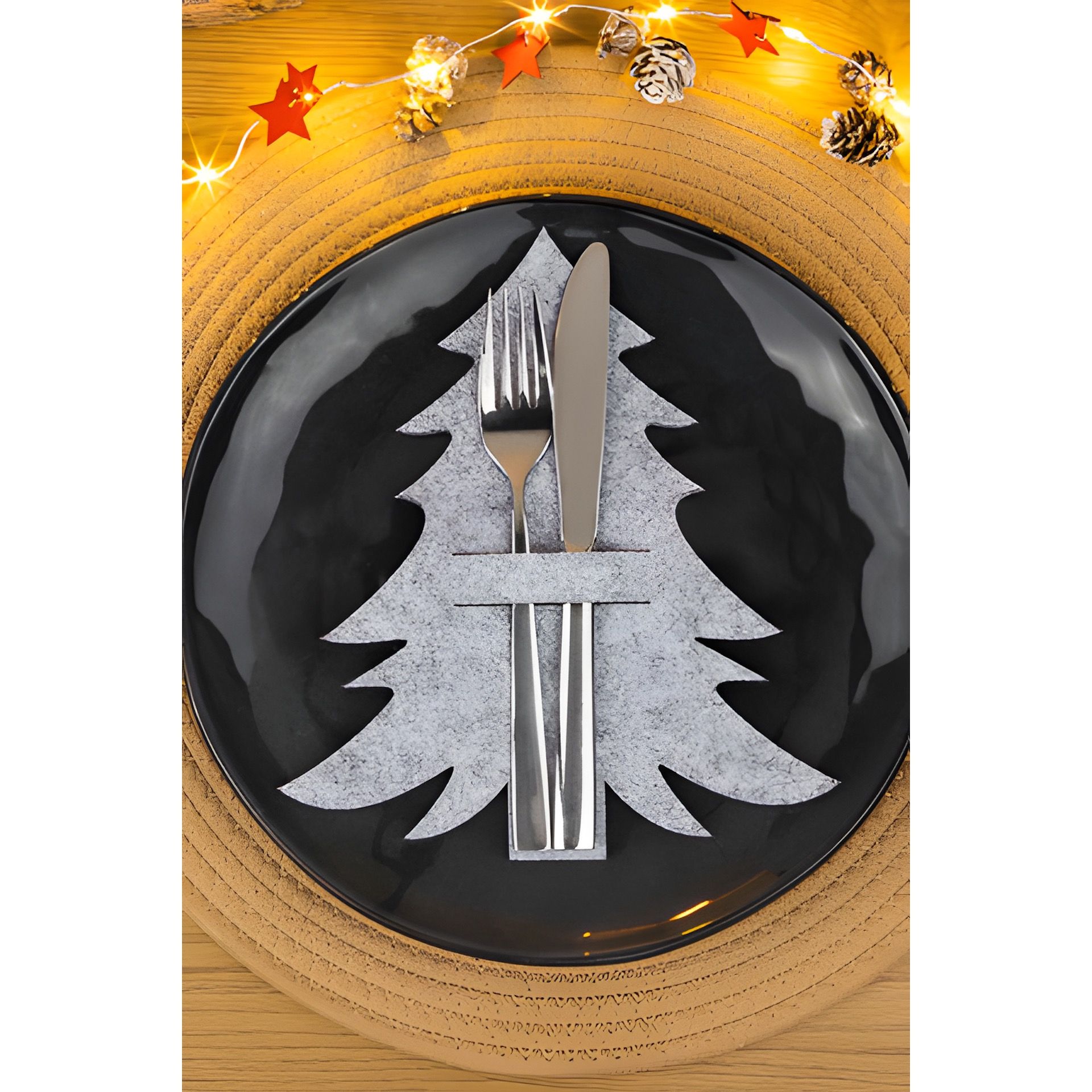 Besteckhalter 'Tannenbaum' aus Filz, 20 x 23 cm, 4 Stück