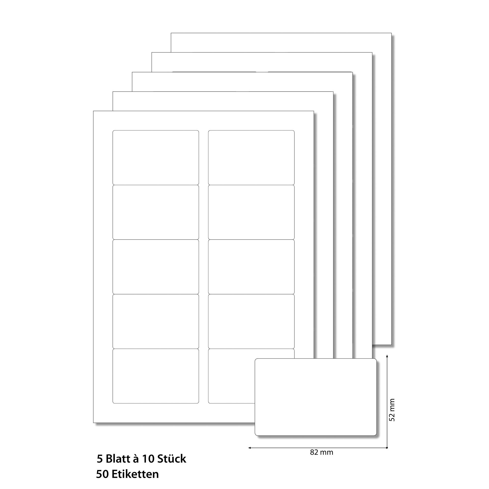 Etiketten 82 x 52 mm weiß - 50 Blatt A4