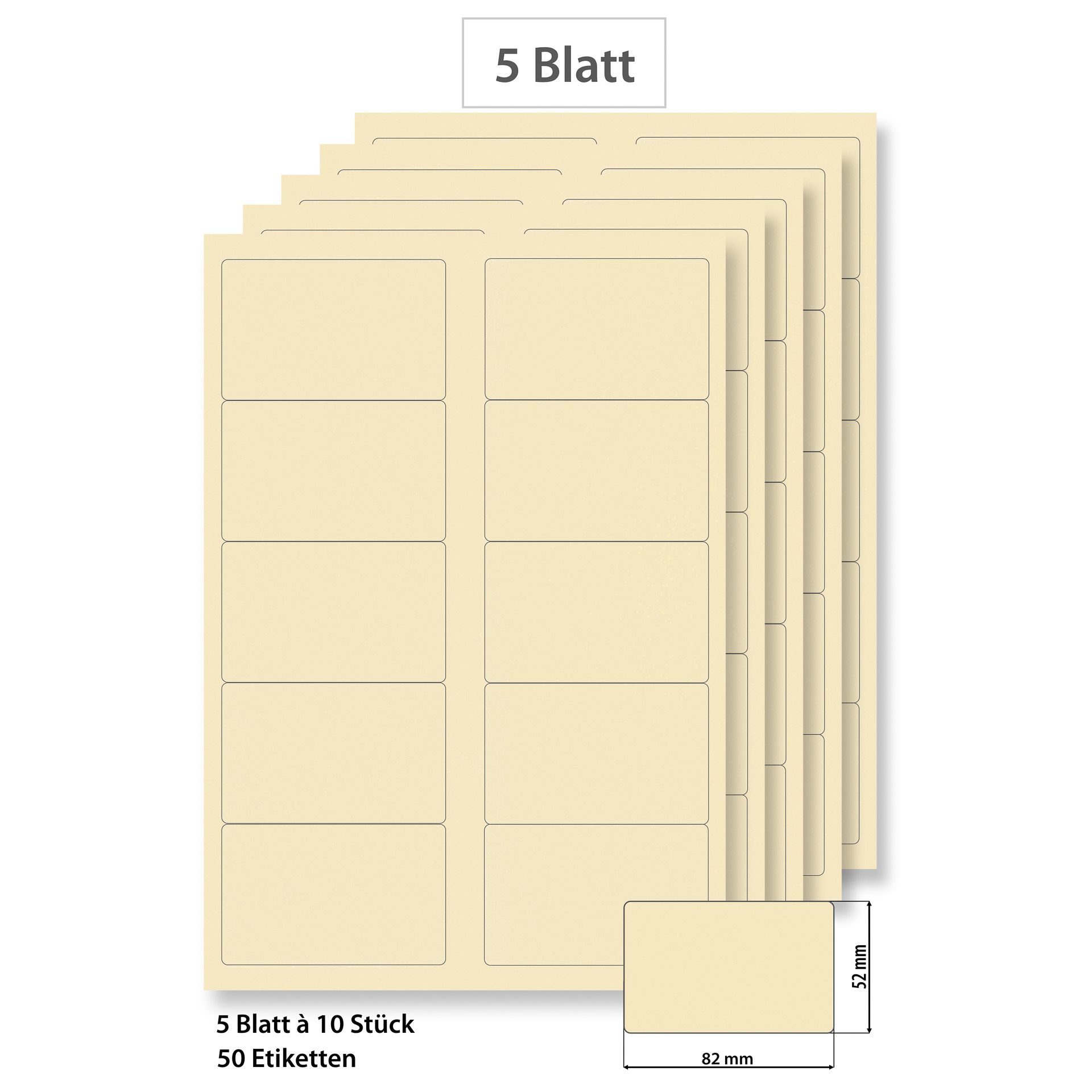 Steffis Etiketten 82 x 52 mm creme - 5 Blatt A4