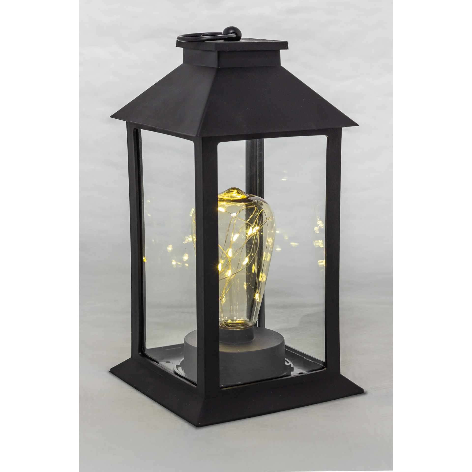 Deko-Laterne 'Glühbirne' 29 cm, 10 LEDs, schwarz