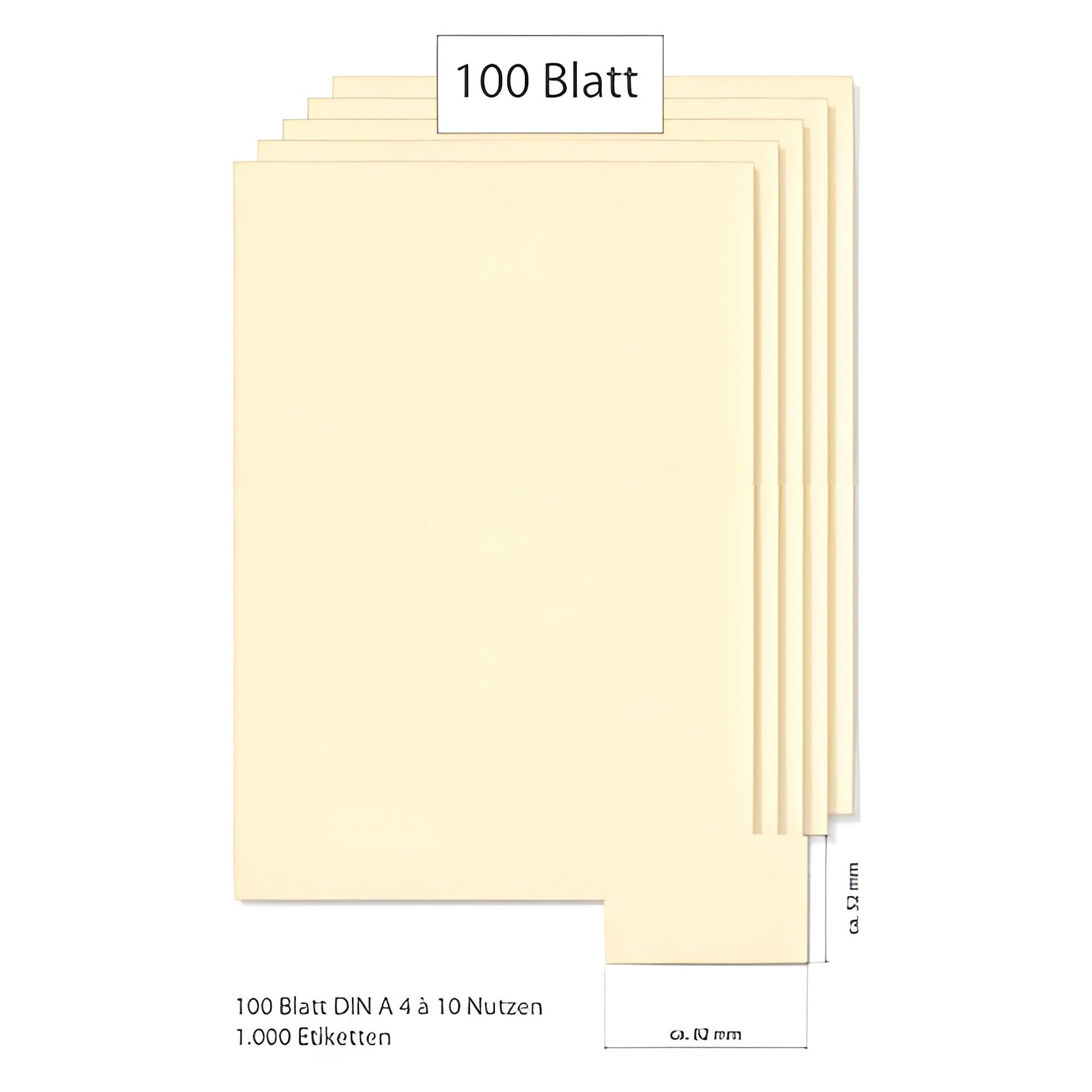 Etiketten 82 x 52 mm creme - 100 Blatt A4