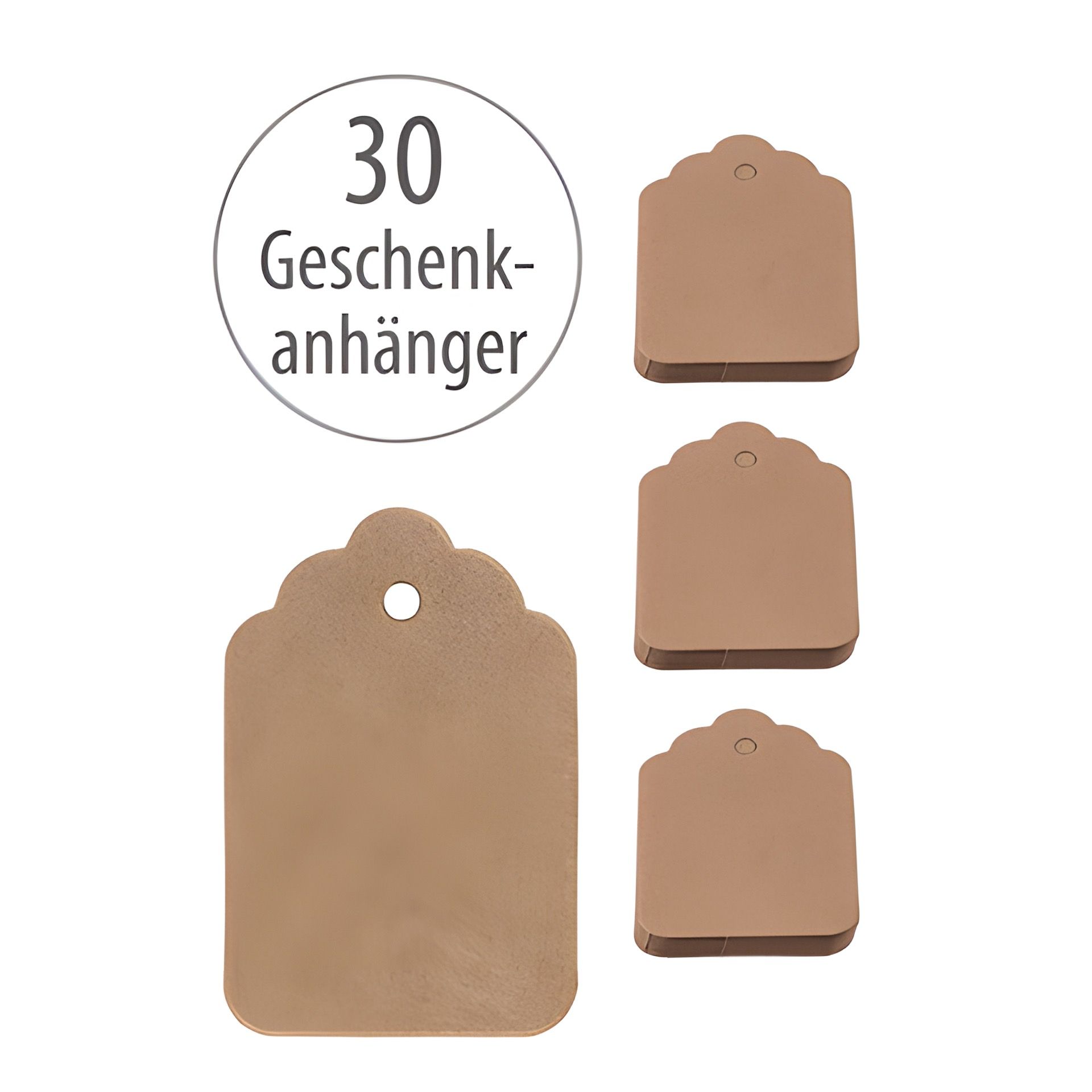 Anhängeetikett 4 x 6 cm natur, 30 Stück