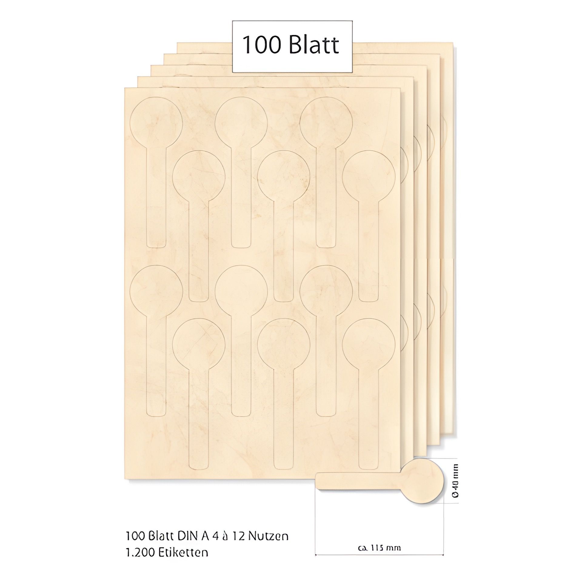 Siegeletiketten beige marmoriert - 100 Blatt A4