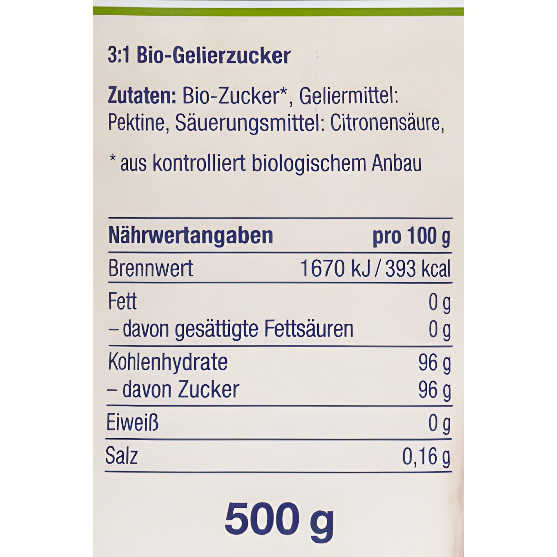 Bio-Gelierzucker 3:1, 500 g