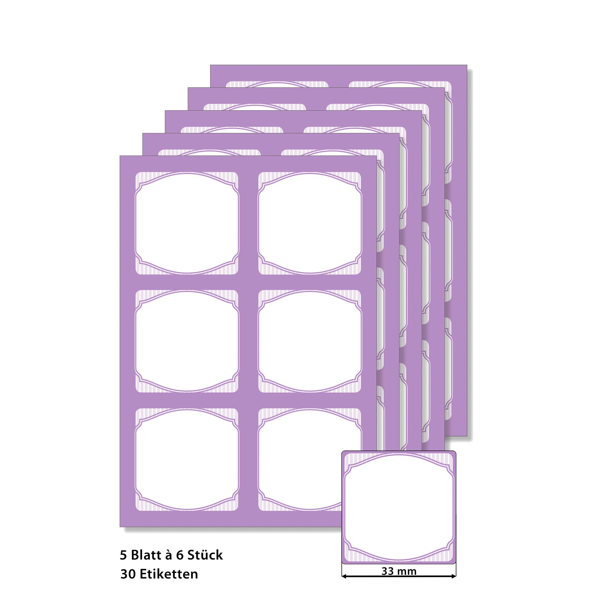 Cubi Etikettenbogen flieder, 5 Blatt