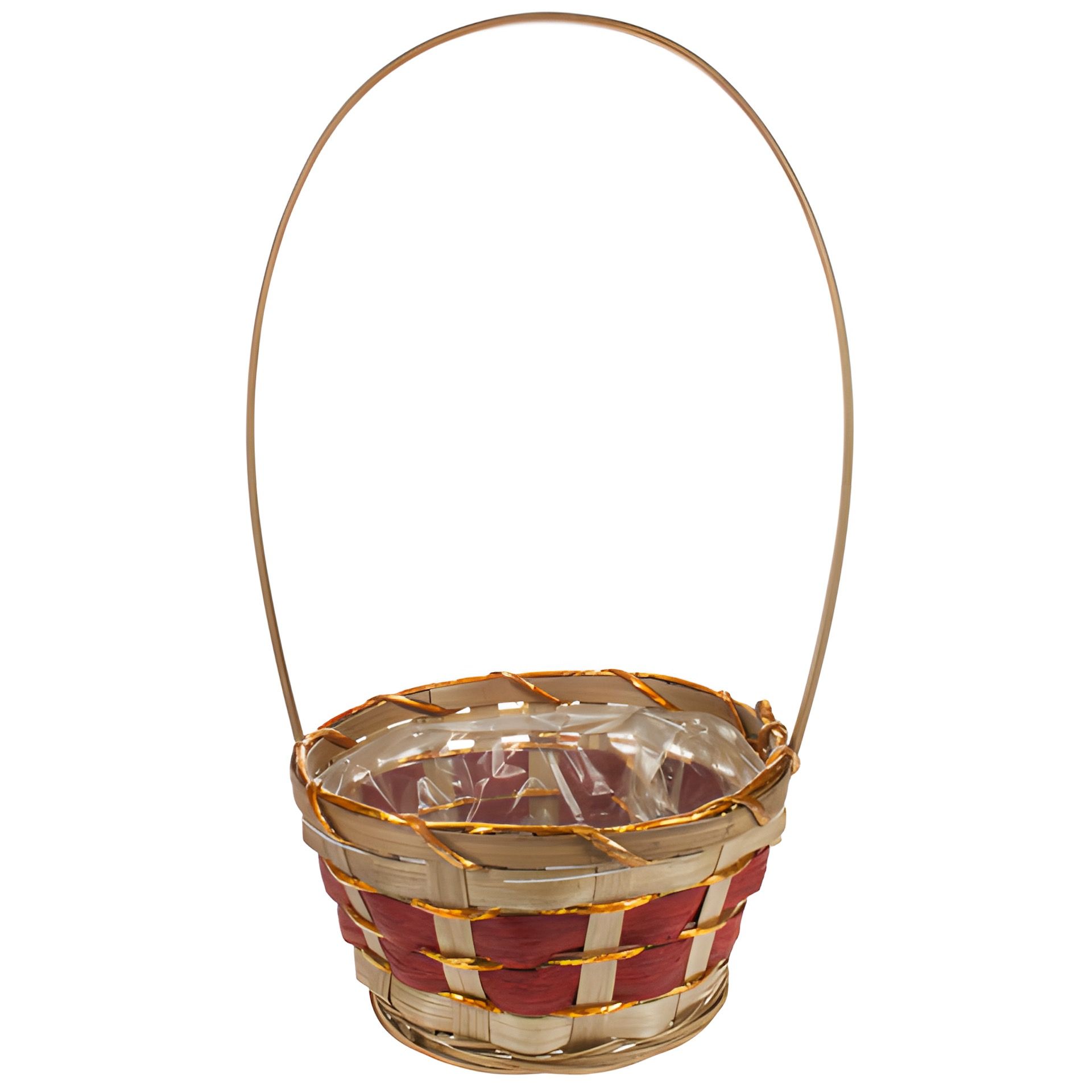 Henkelkorb rund rot/gold mittel